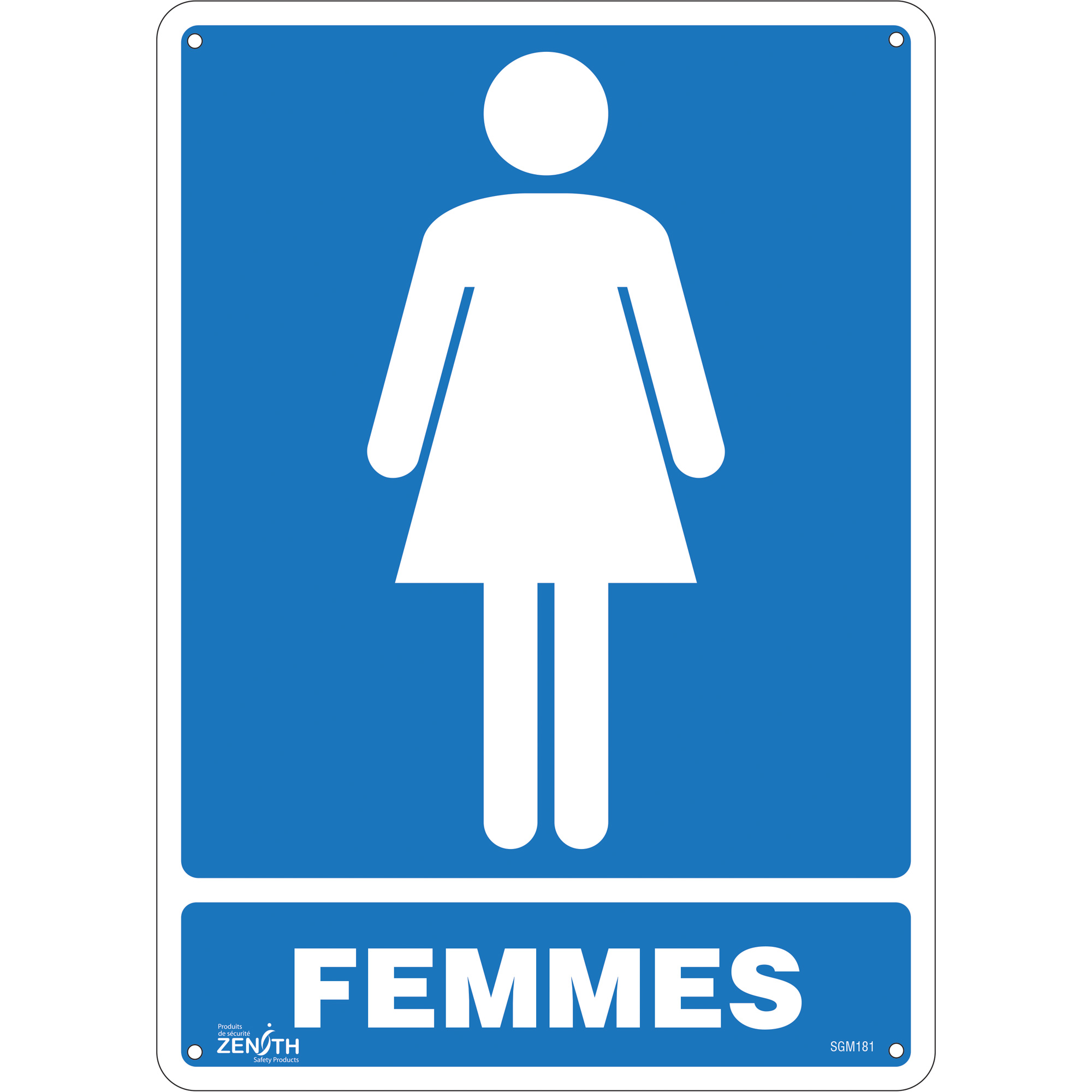 Enseigne «Femmes», 14" x 10", Plastique, Français avec pictogramme