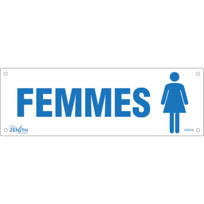 Enseigne «Femmes», 4" x 12", Plastique, Français avec pictogramme