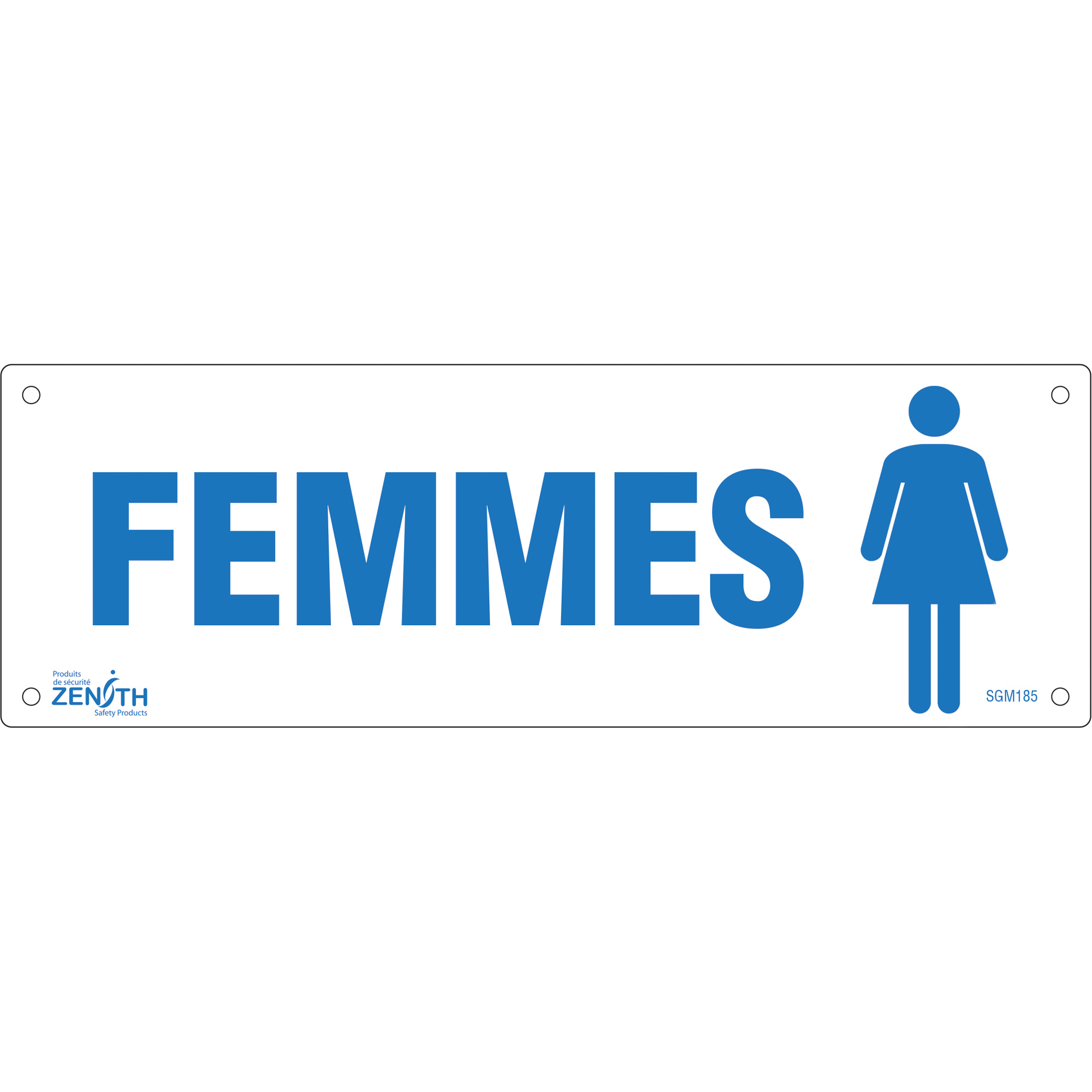 Enseigne «Femmes», 4" x 12", Plastique, Français avec pictogramme