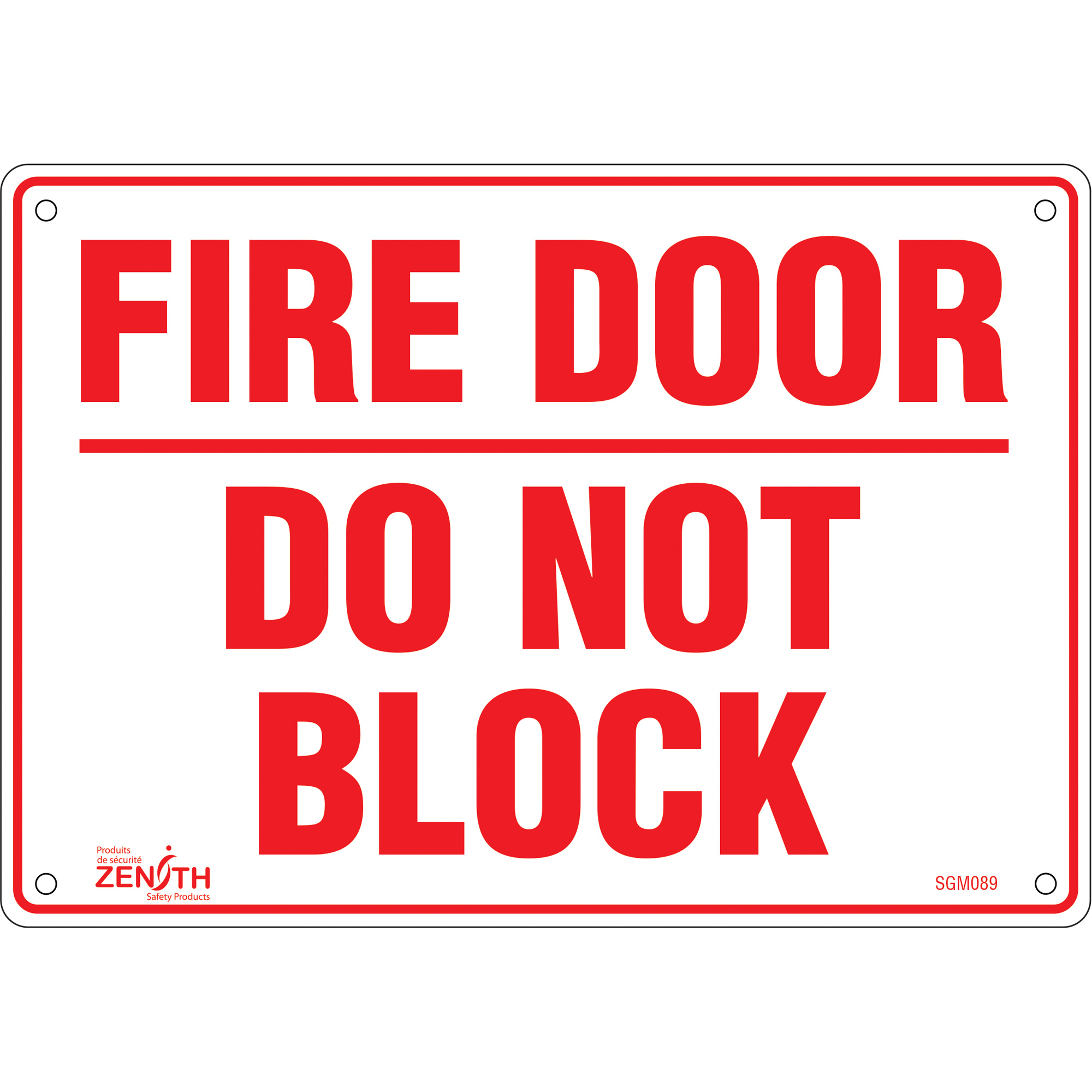 Enseigne «Fire Door», 7" x 10", Plastique, Anglais