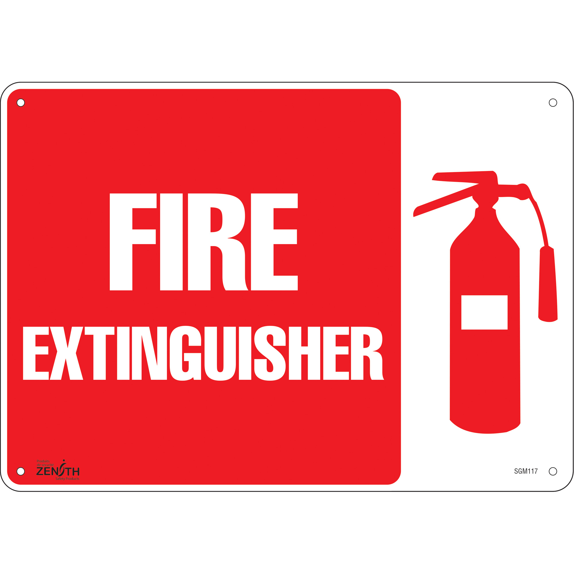 Enseigne «Fire Extinguisher», 10" x 14", Aluminium, Anglais avec pictogramme