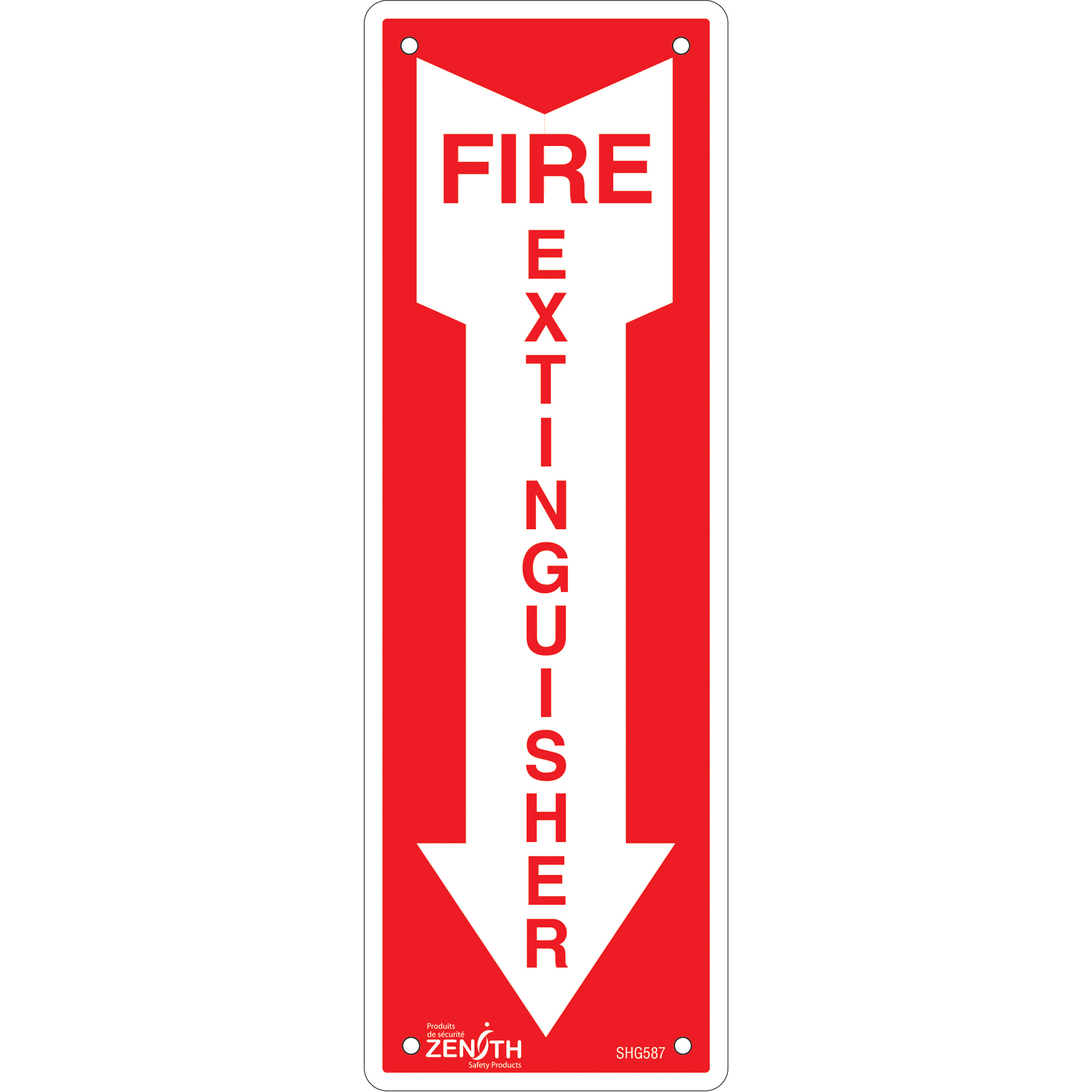 Enseigne «Fire Extinguisher», 12" x 4", Aluminium, Anglais avec pictogramme