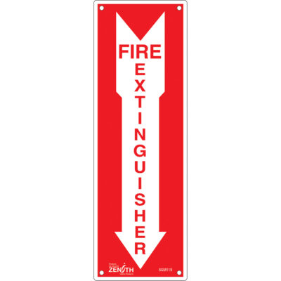 Enseigne «Fire Extinguisher», 12" x 4", Plastique, Anglais avec pictogramme