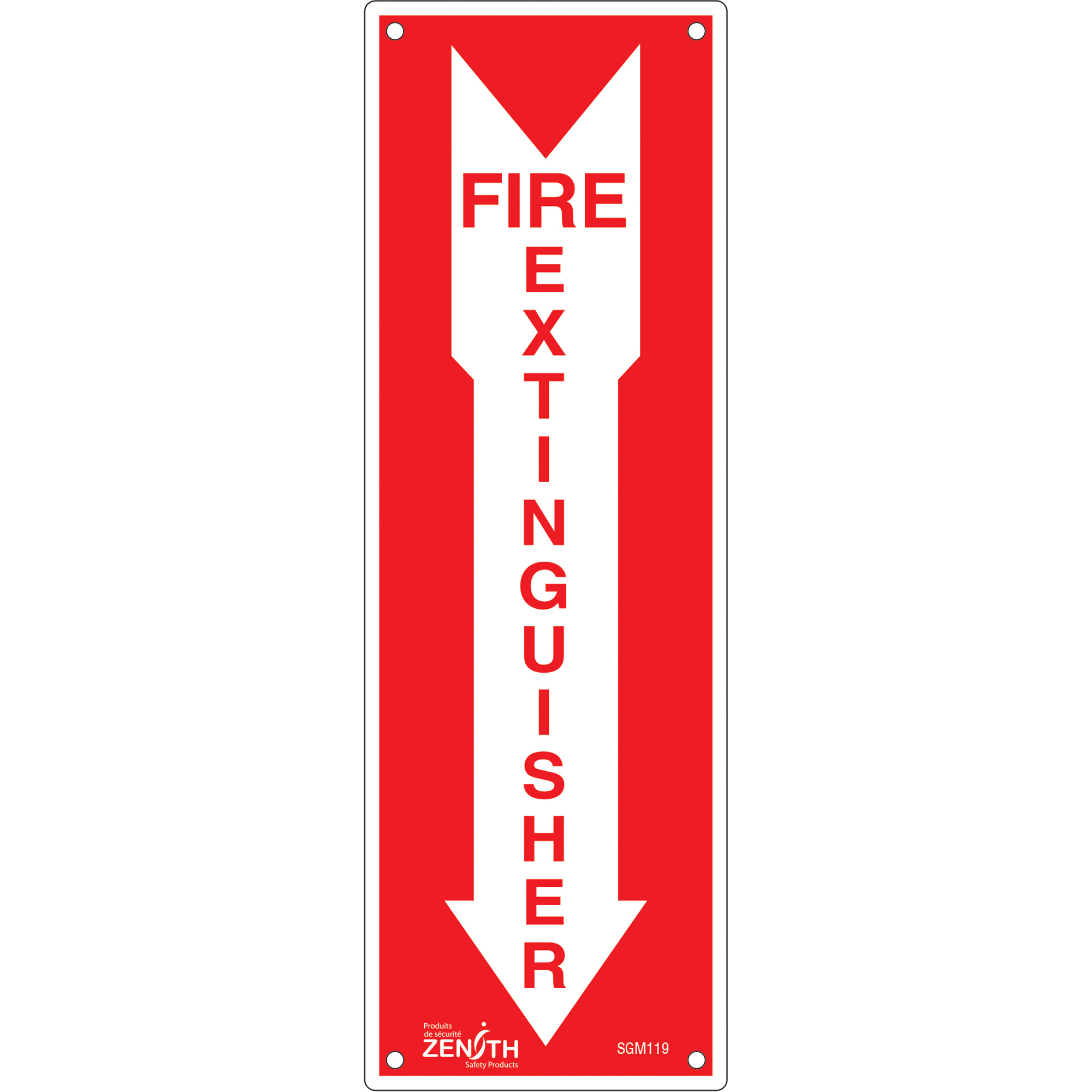 Enseigne «Fire Extinguisher», 12" x 4", Plastique, Anglais avec pictogramme