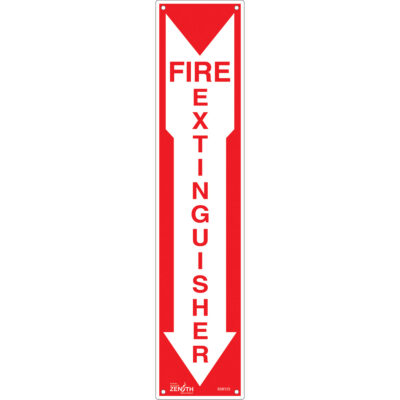Enseigne «Fire Extinguisher», 18" x 4", Aluminium, Anglais avec pictogramme