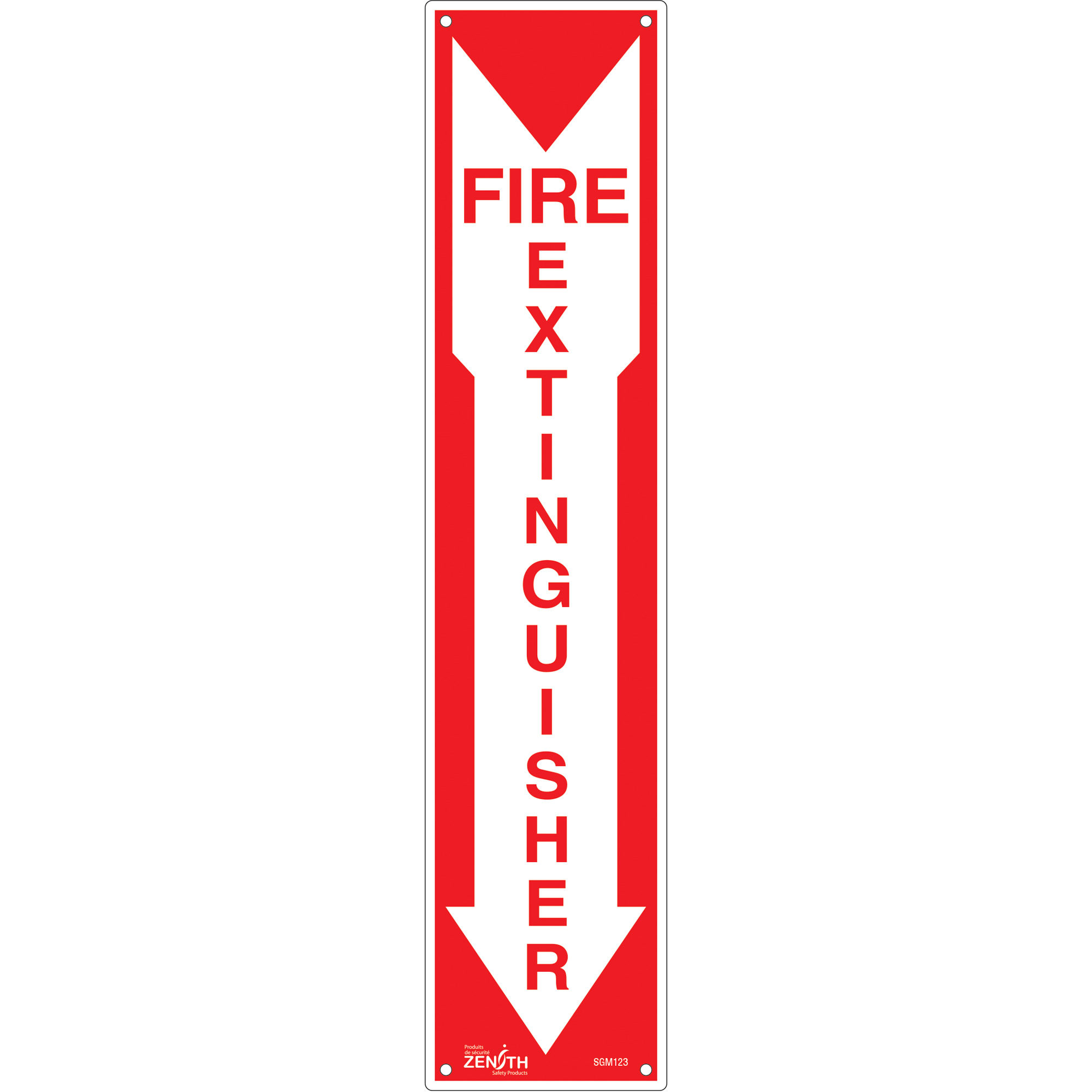 Enseigne «Fire Extinguisher», 18" x 4", Aluminium, Anglais avec pictogramme