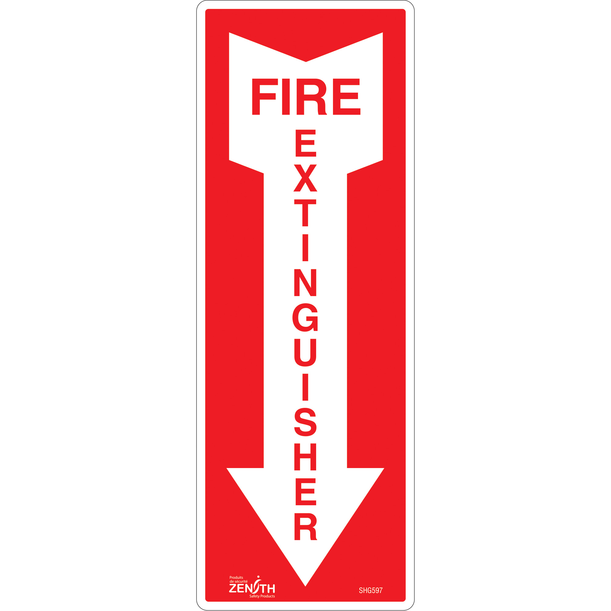 Enseigne «Fire Extinguisher», 5" x 14", Vinyle, Anglais avec pictogramme