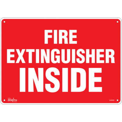 Enseigne «Fire Extinguisher Inside», 10" x 14", Aluminium, Anglais