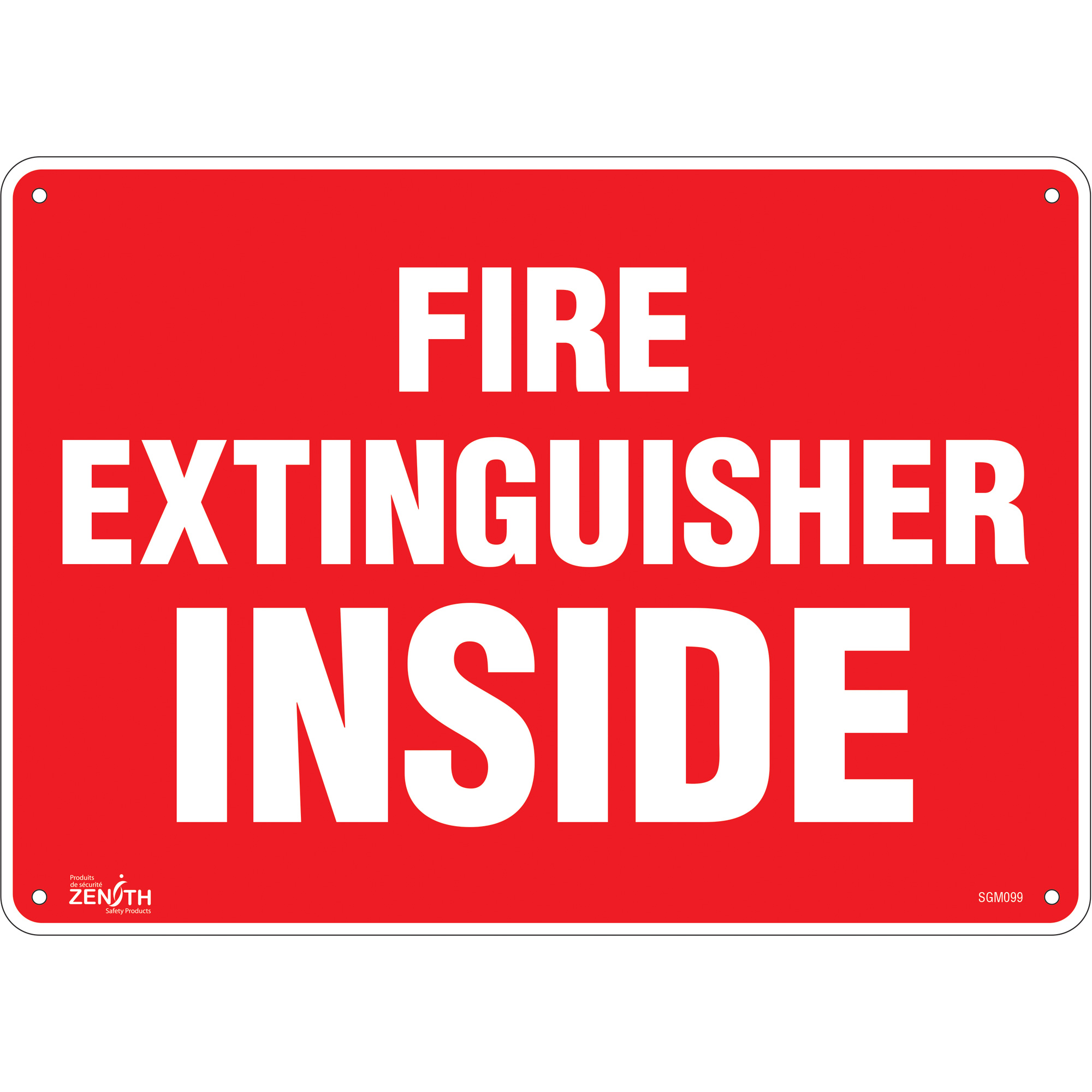 Enseigne «Fire Extinguisher Inside», 10" x 14", Aluminium, Anglais