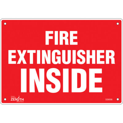 Enseigne «Fire Extinguisher Inside», 7" x 10", Aluminium, Anglais