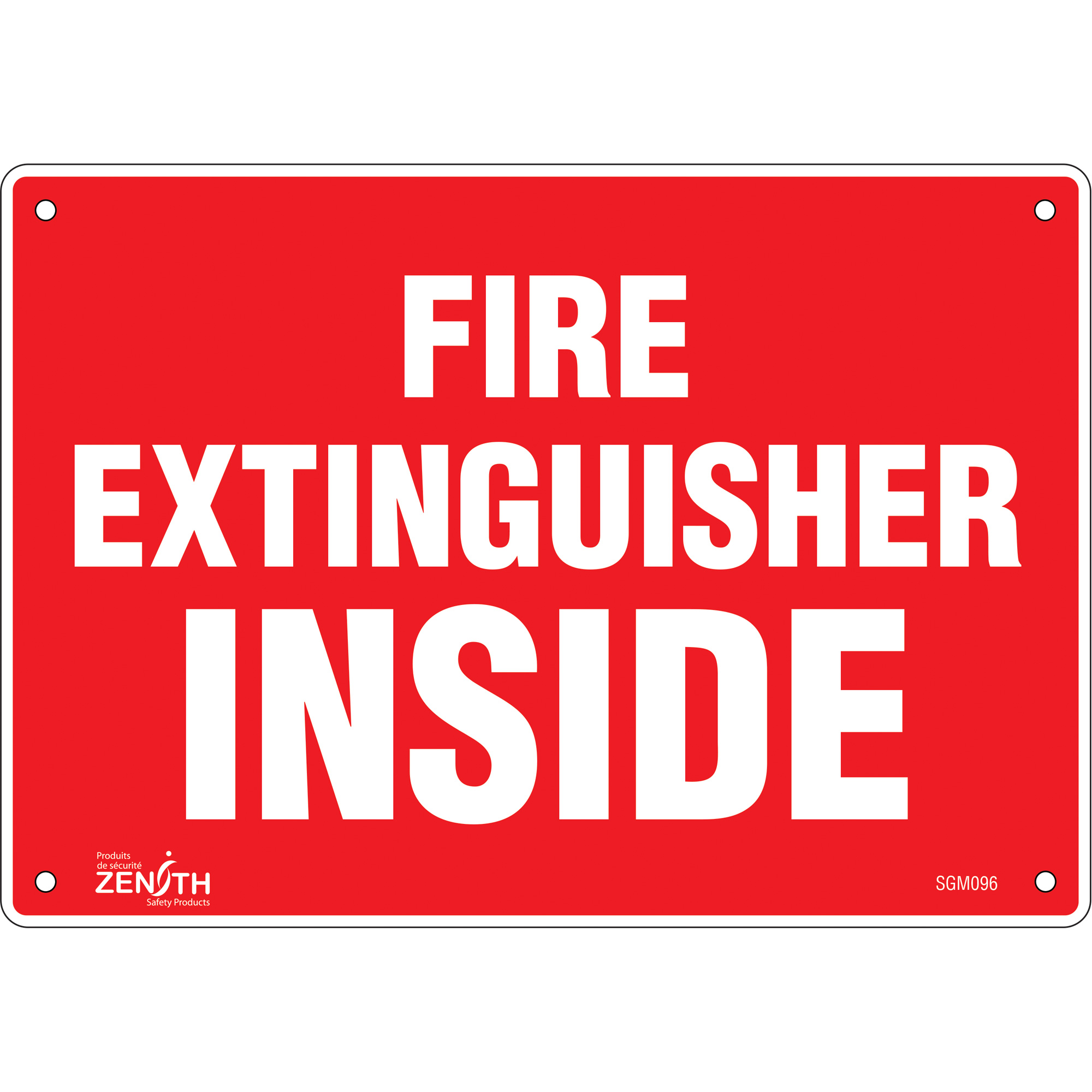Enseigne «Fire Extinguisher Inside», 7" x 10", Aluminium, Anglais