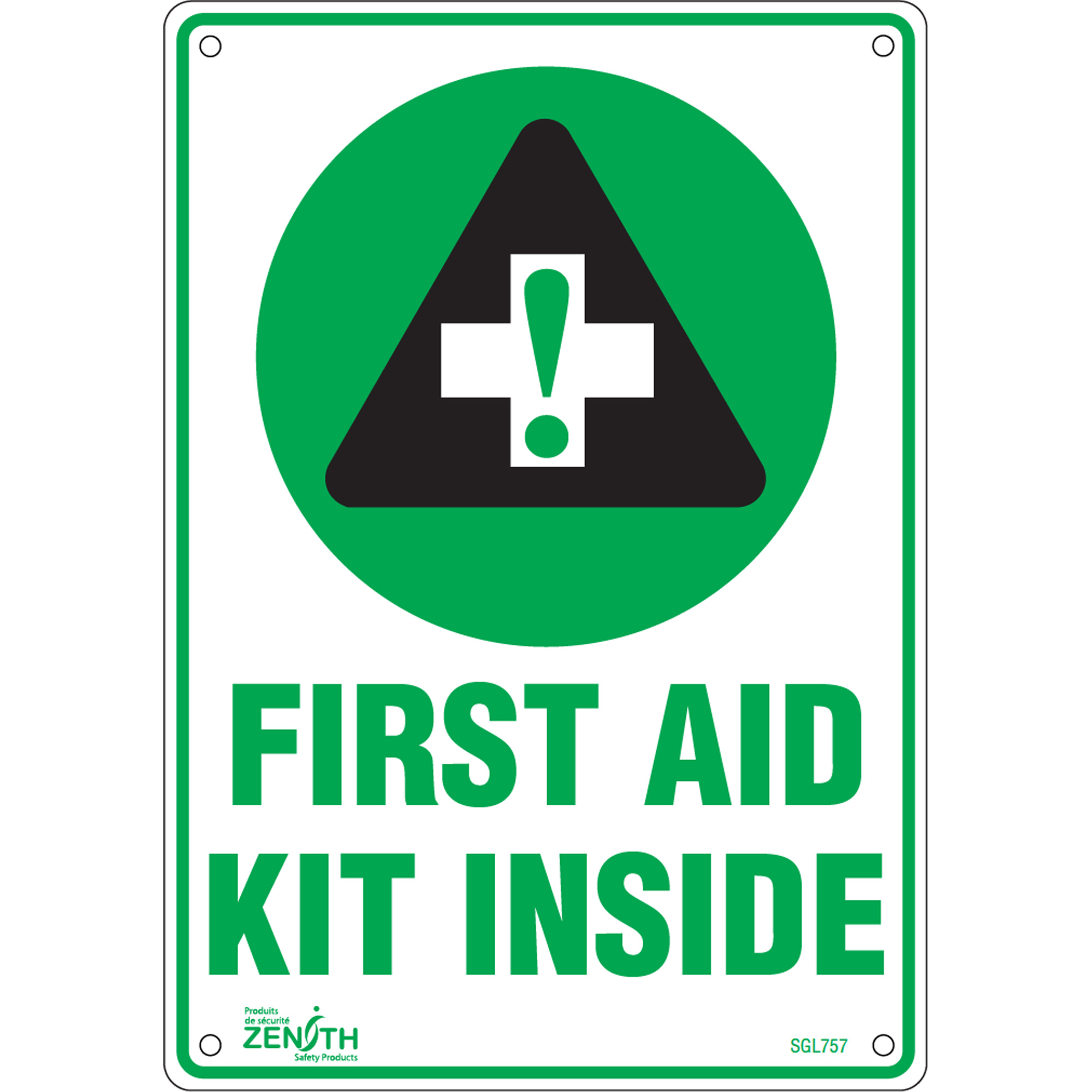 Enseigne «First Aid Kit», 10" x 7", Aluminium, Anglais avec pictogramme