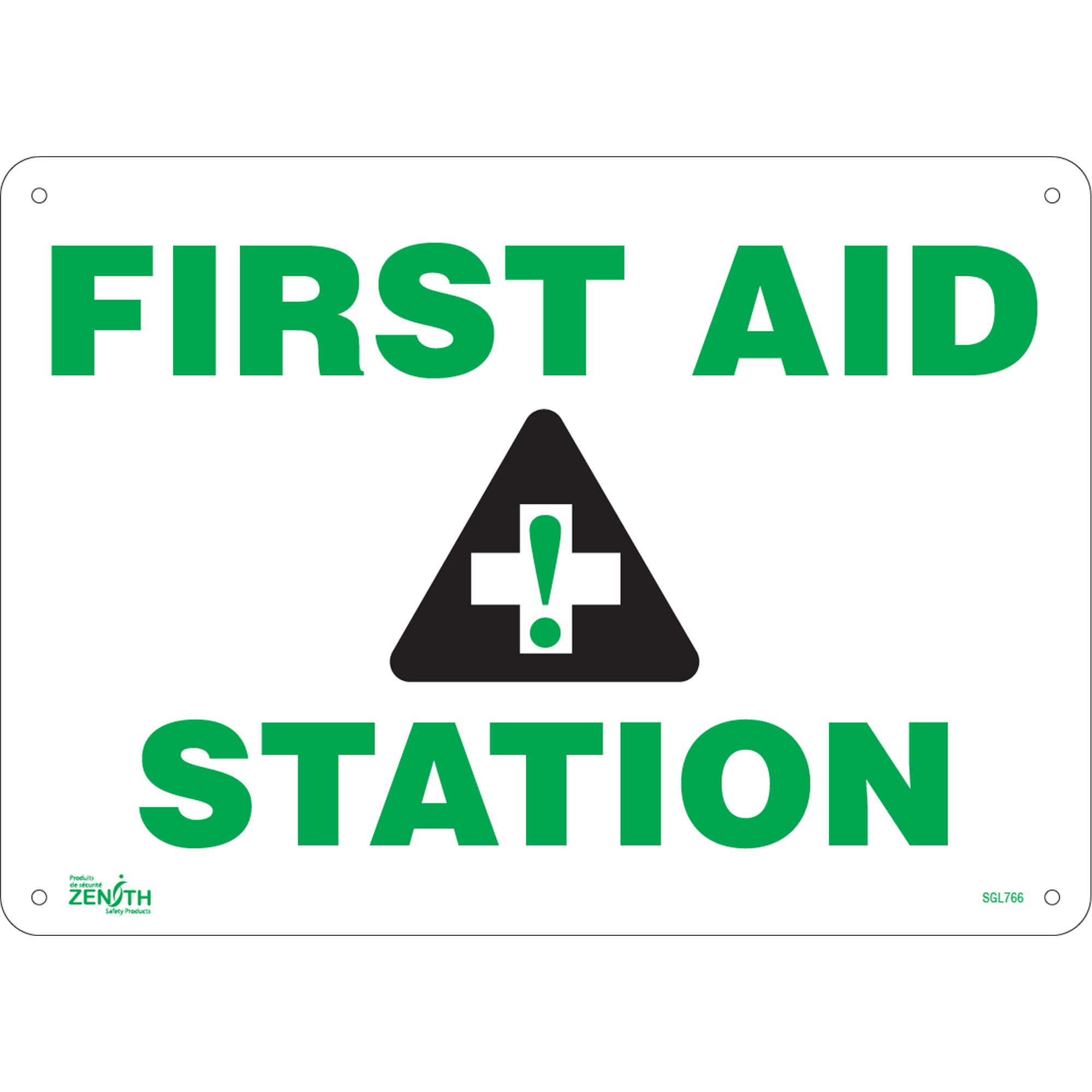 Enseigne «First Aid Station», 10" x 14", Aluminium, Anglais avec pictogramme