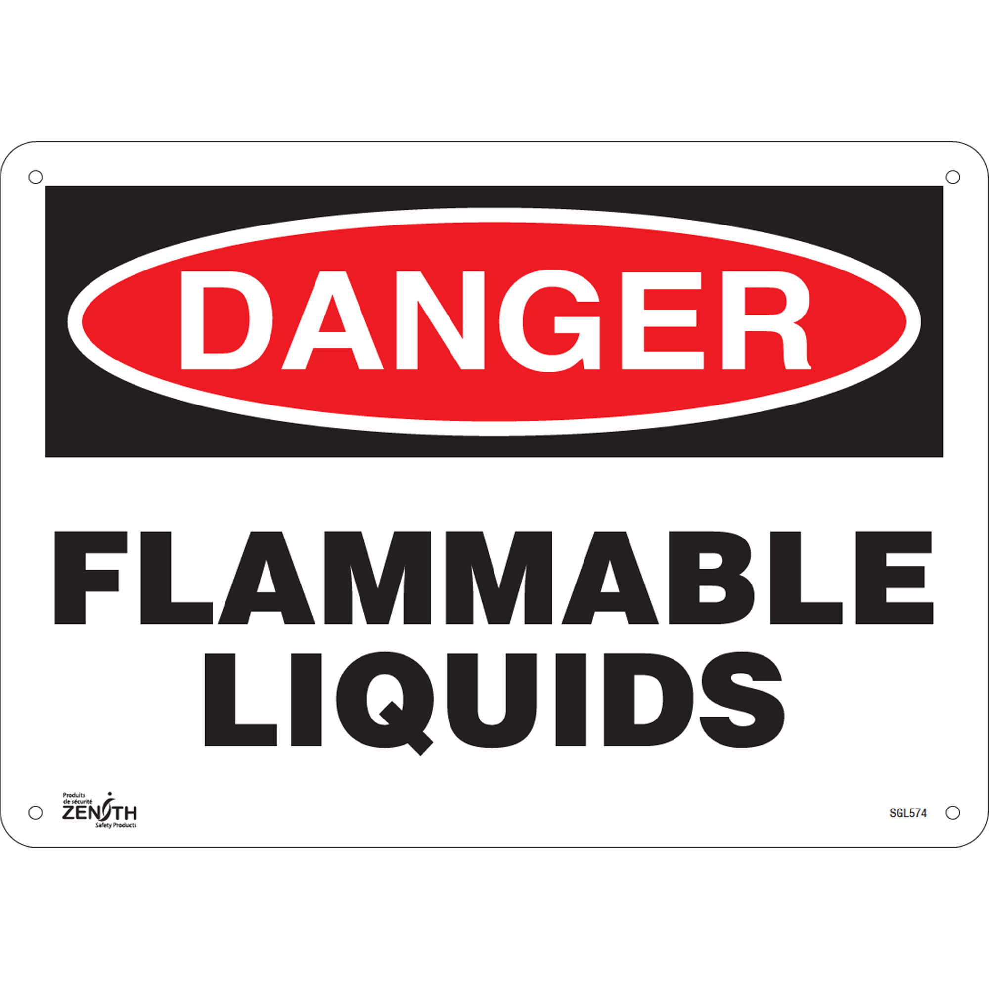 Enseigne «Flammable Liquids», 10" x 14", Aluminium, Anglais