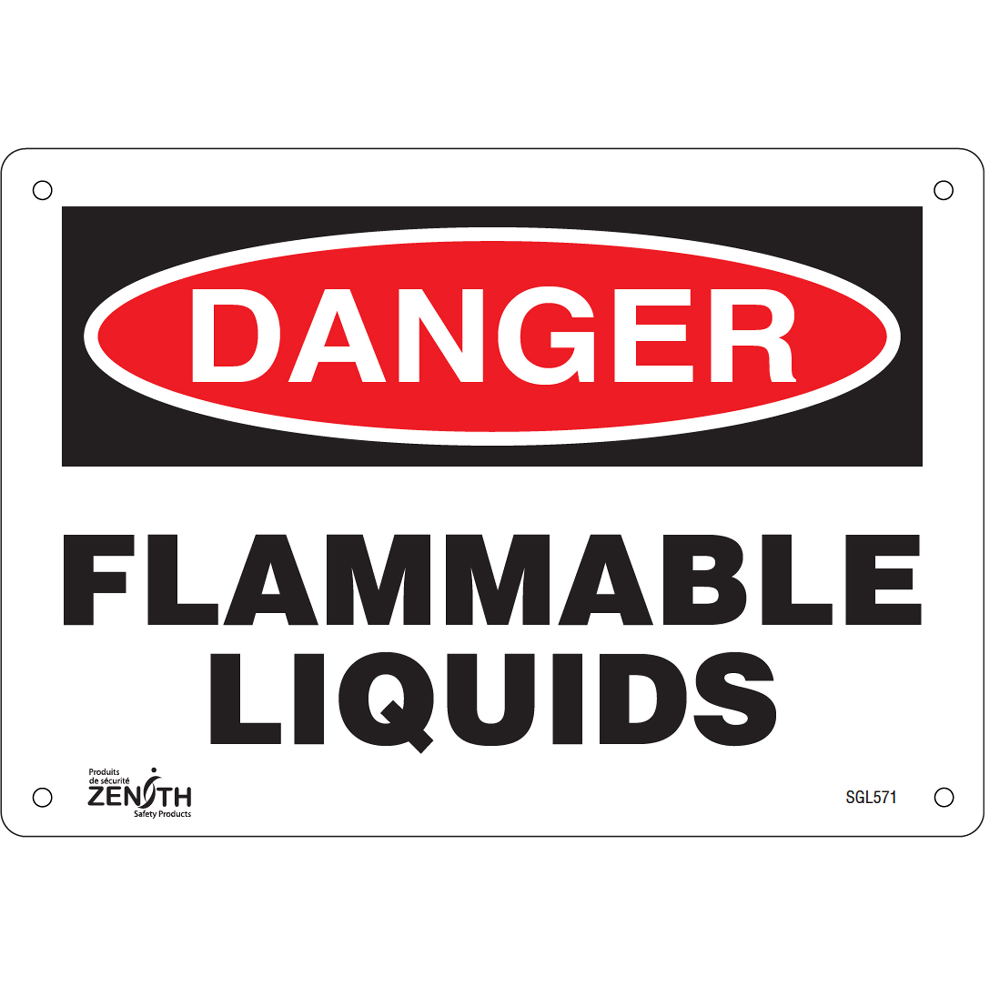 Enseigne «Flammable Liquids», 7" x 10", Aluminium, Anglais