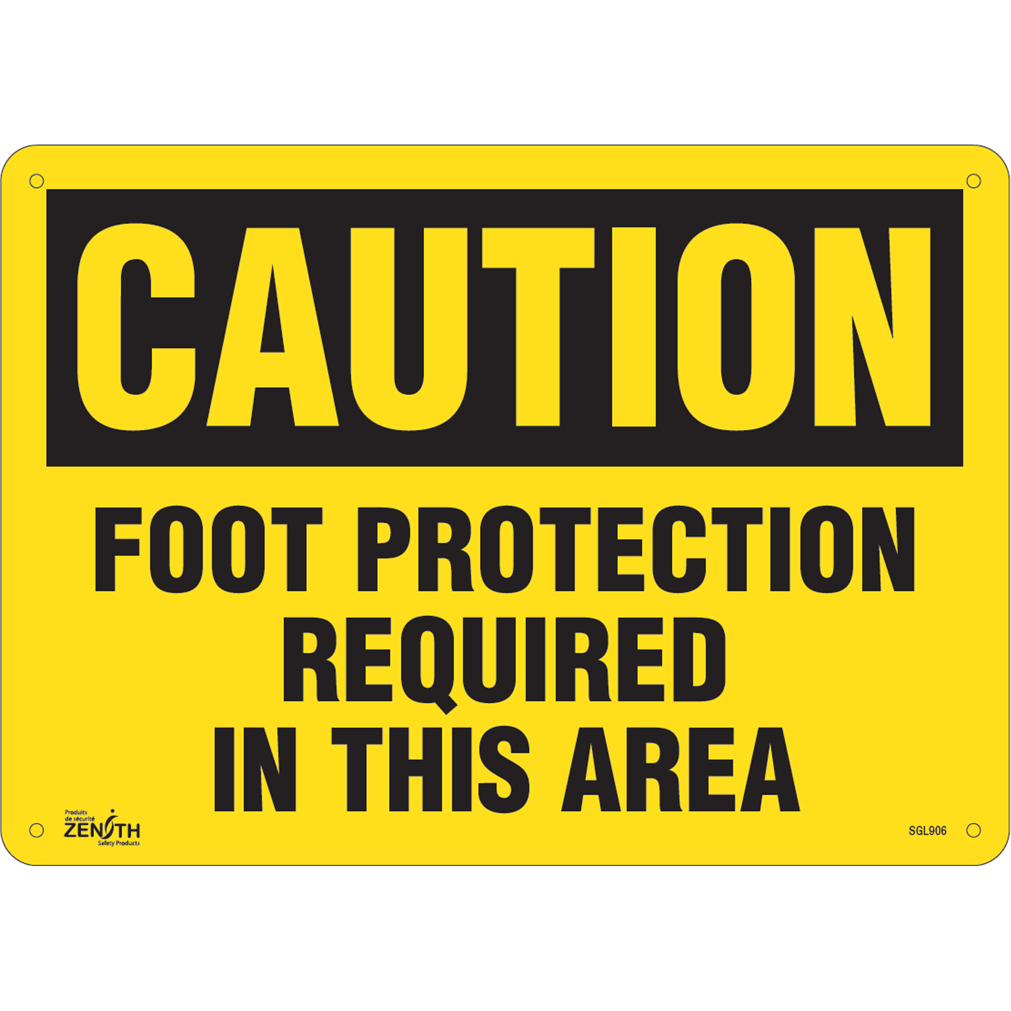 Enseigne «Foot Protection Required», 10" x 14", Aluminium, Anglais