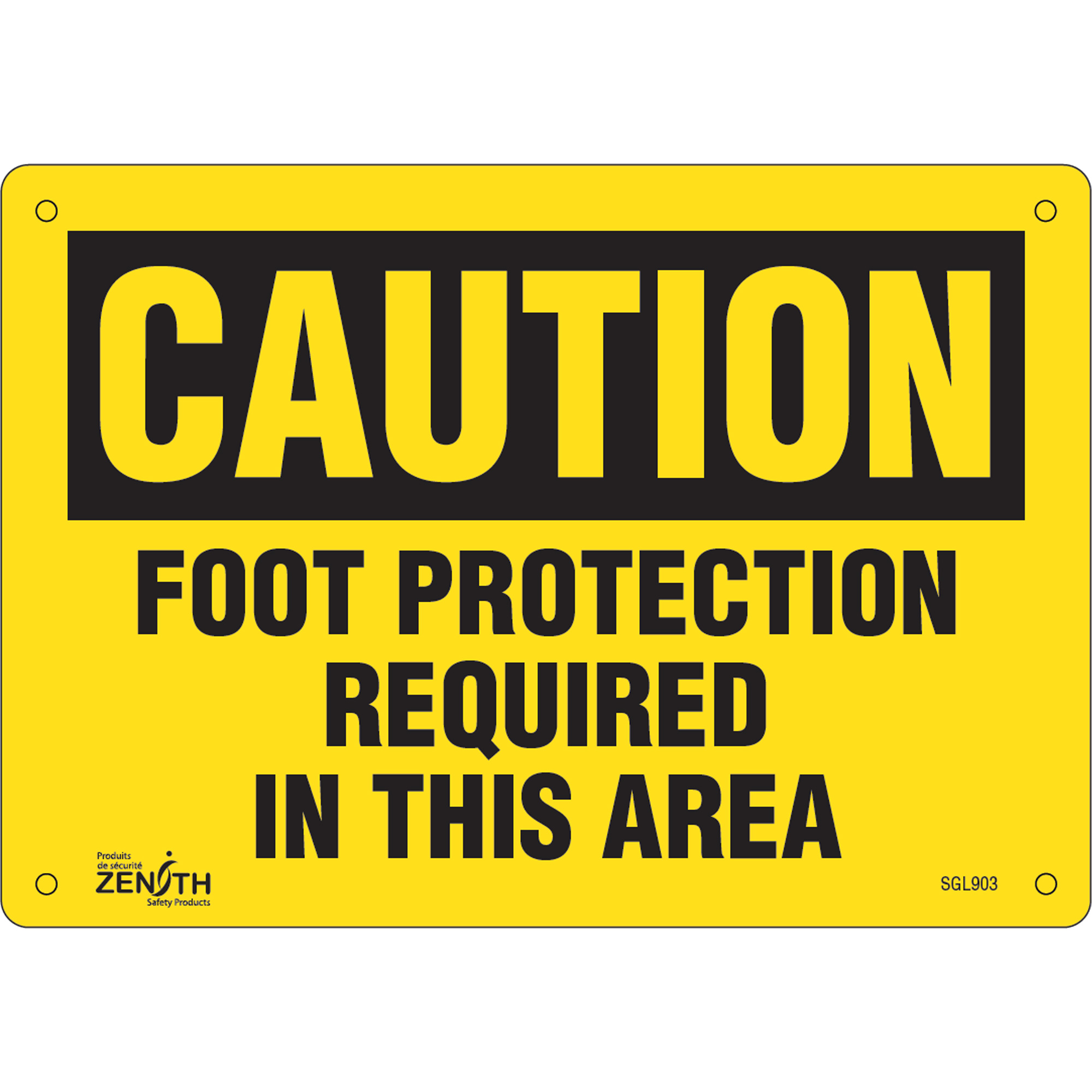 Enseigne «Foot Protection Required», 7" x 10", Aluminium, Anglais