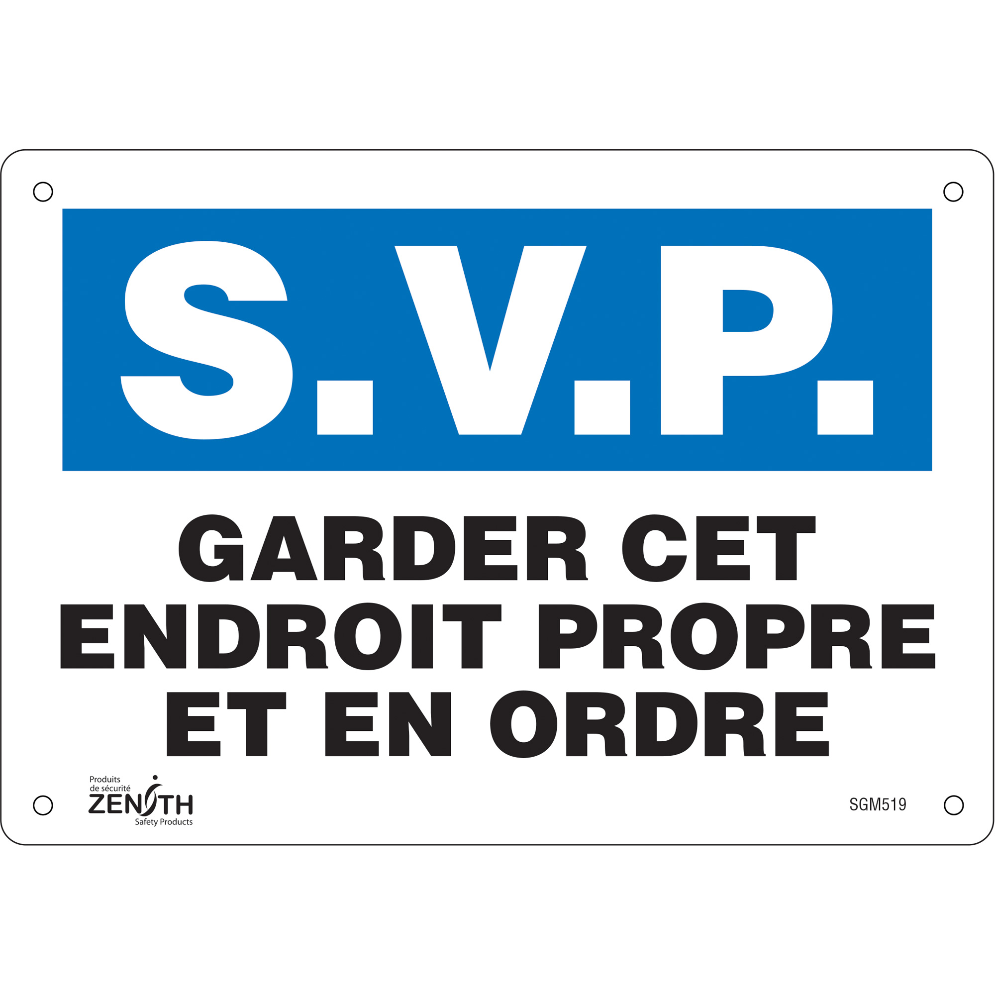 Enseigne «Garder cet Endroit Propre», 7" x 10", Aluminium, Français