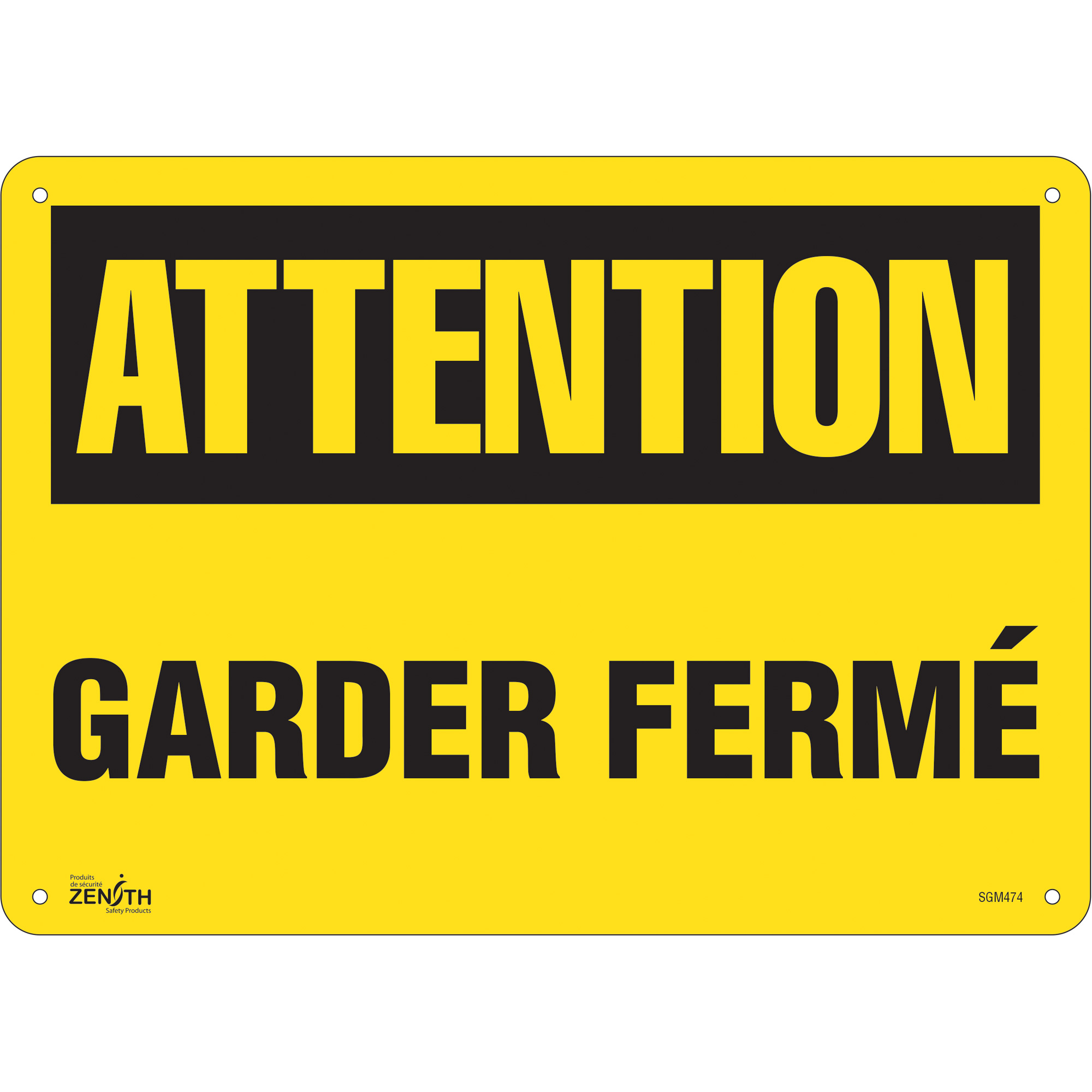 Enseigne «Garder Fermé», 10" x 14", Aluminium, Français