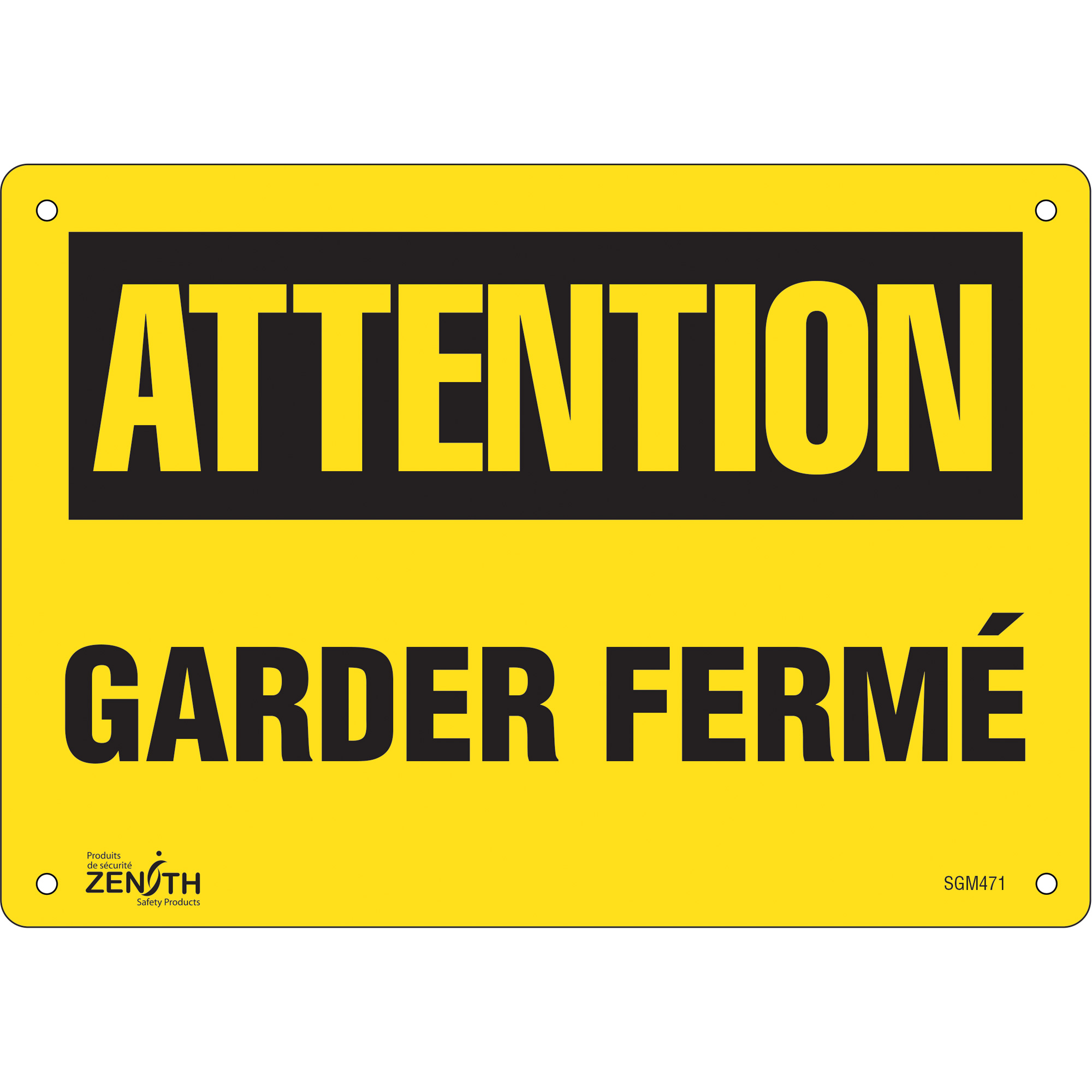 Enseigne «Garder Fermé», 7" x 10", Aluminium, Français