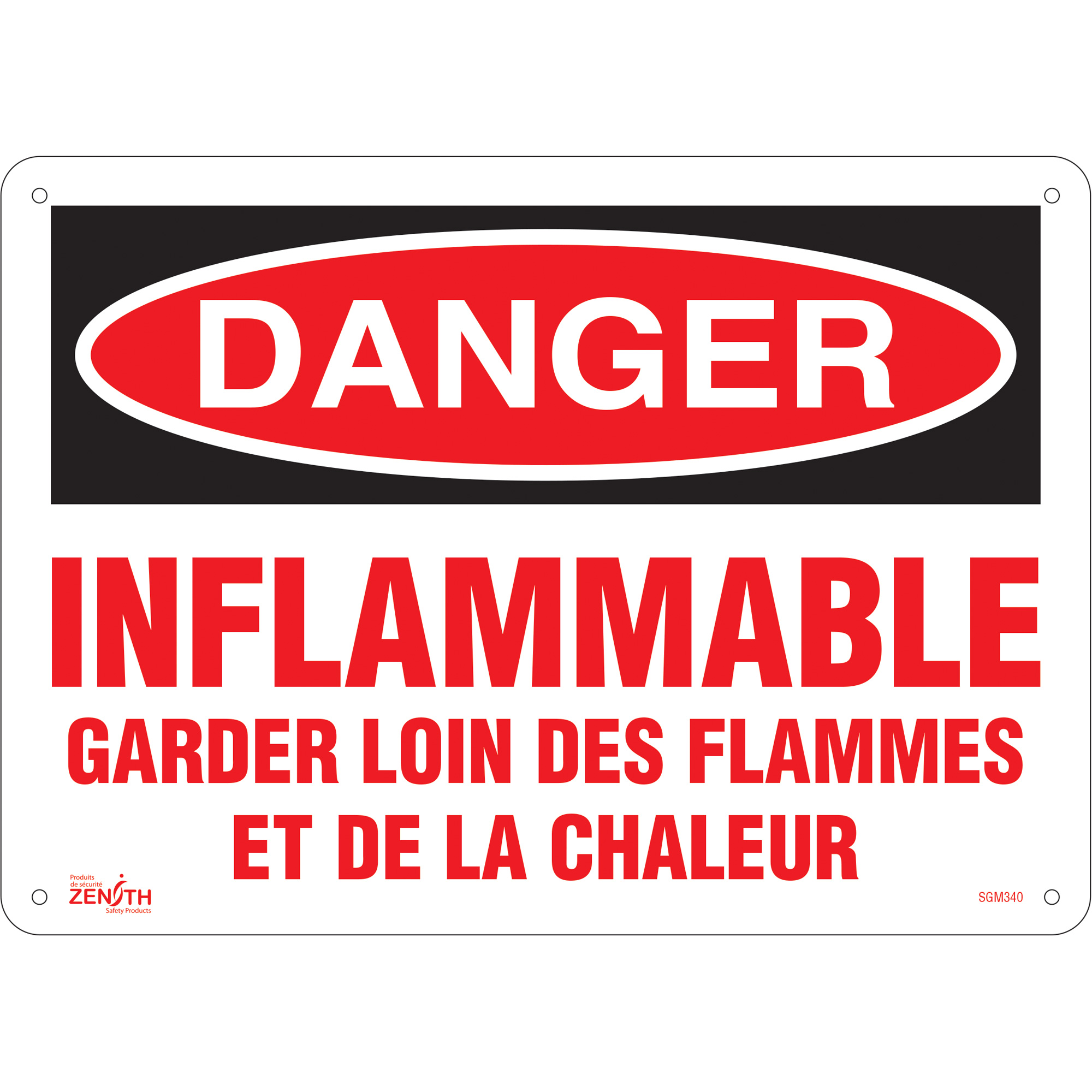 Enseigne «Garder Loin Des Flammes», 10" x 14", Aluminium, Français