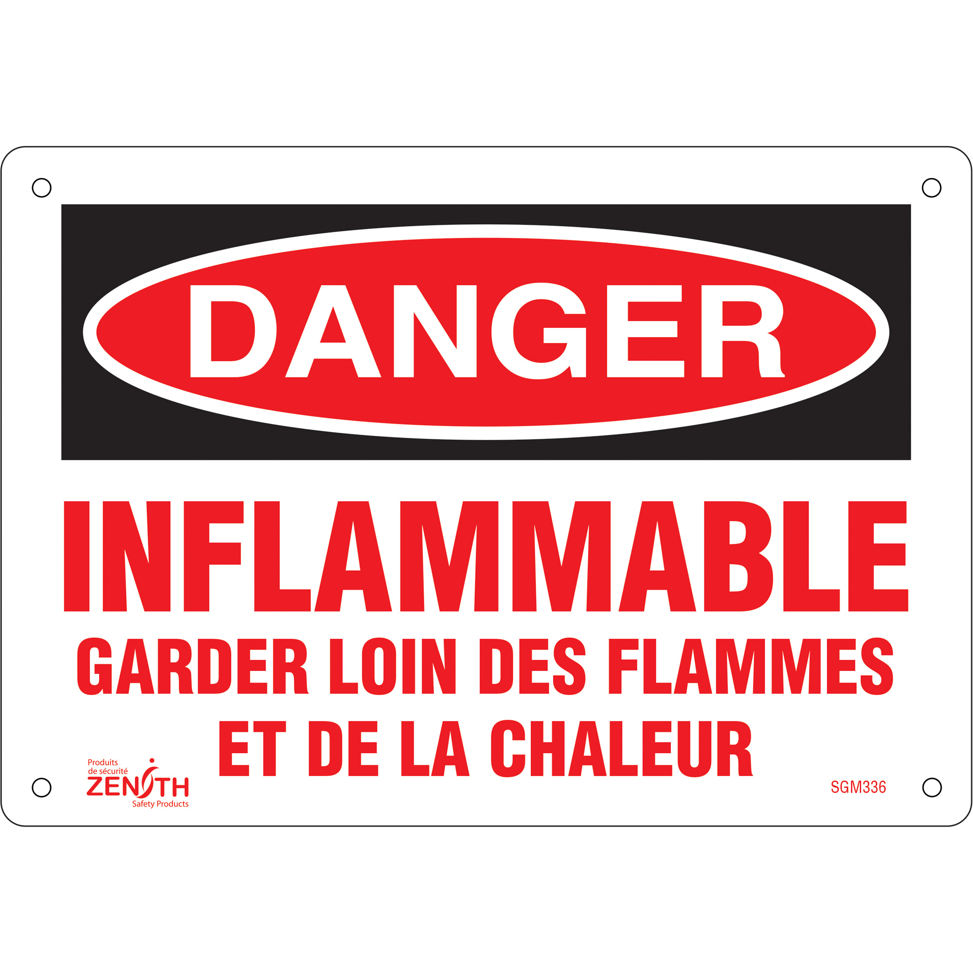 Enseigne «Garder Loin Des Flammes», 7" x 10", Plastique, Français
