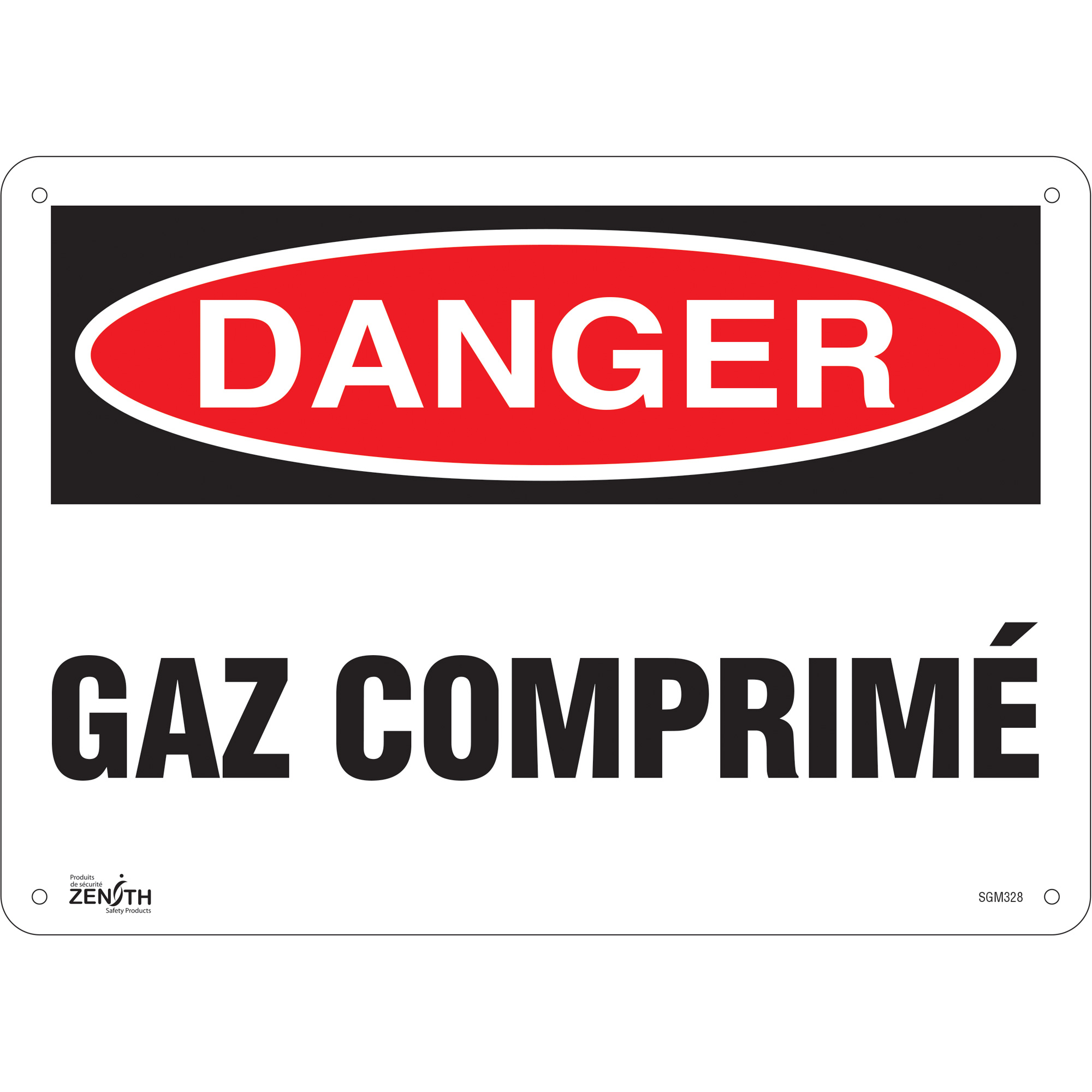 Enseigne «Gaz Comprimé», 10" x 14", Aluminium, Français