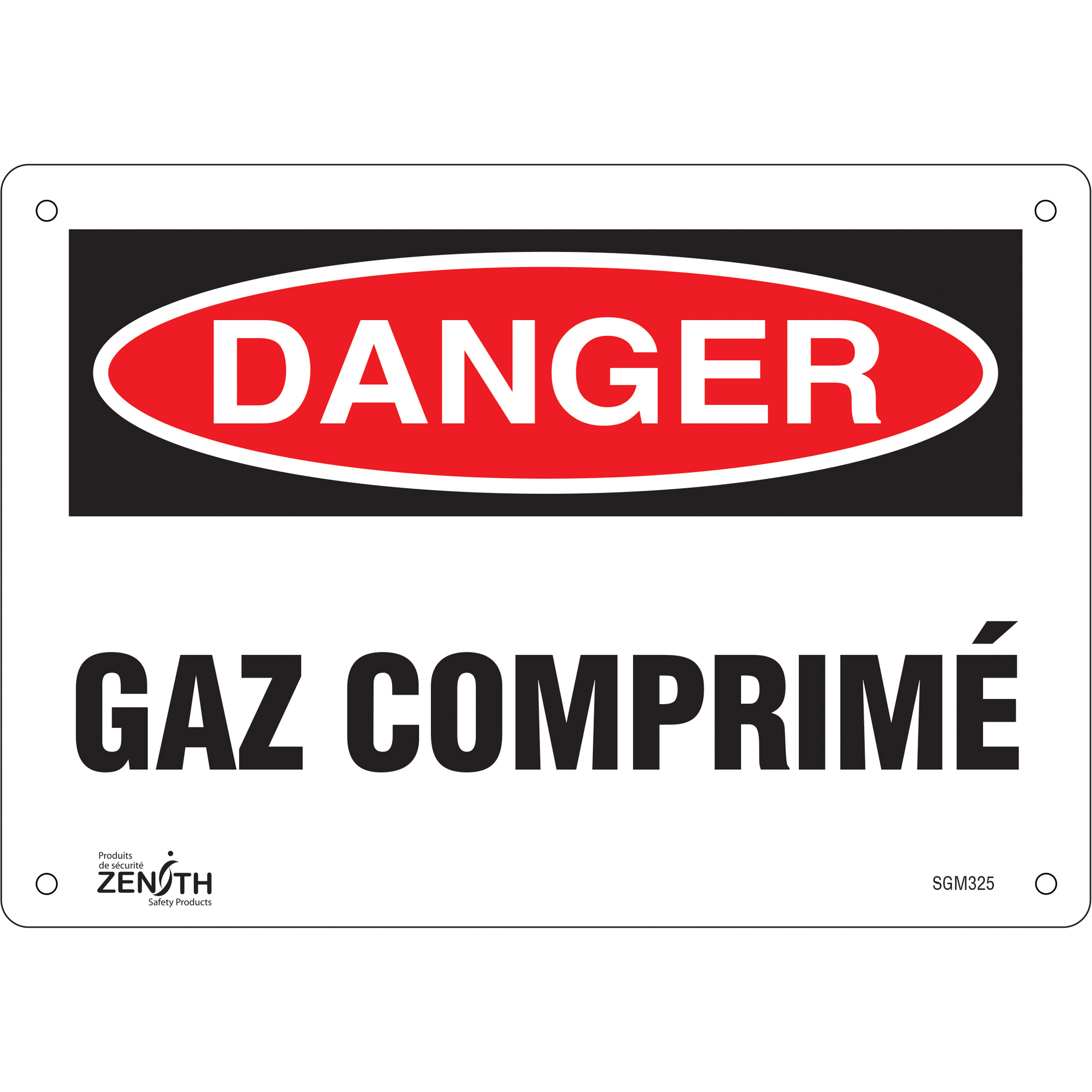 Enseigne «Gaz Comprimé», 7" x 10", Aluminium, Français