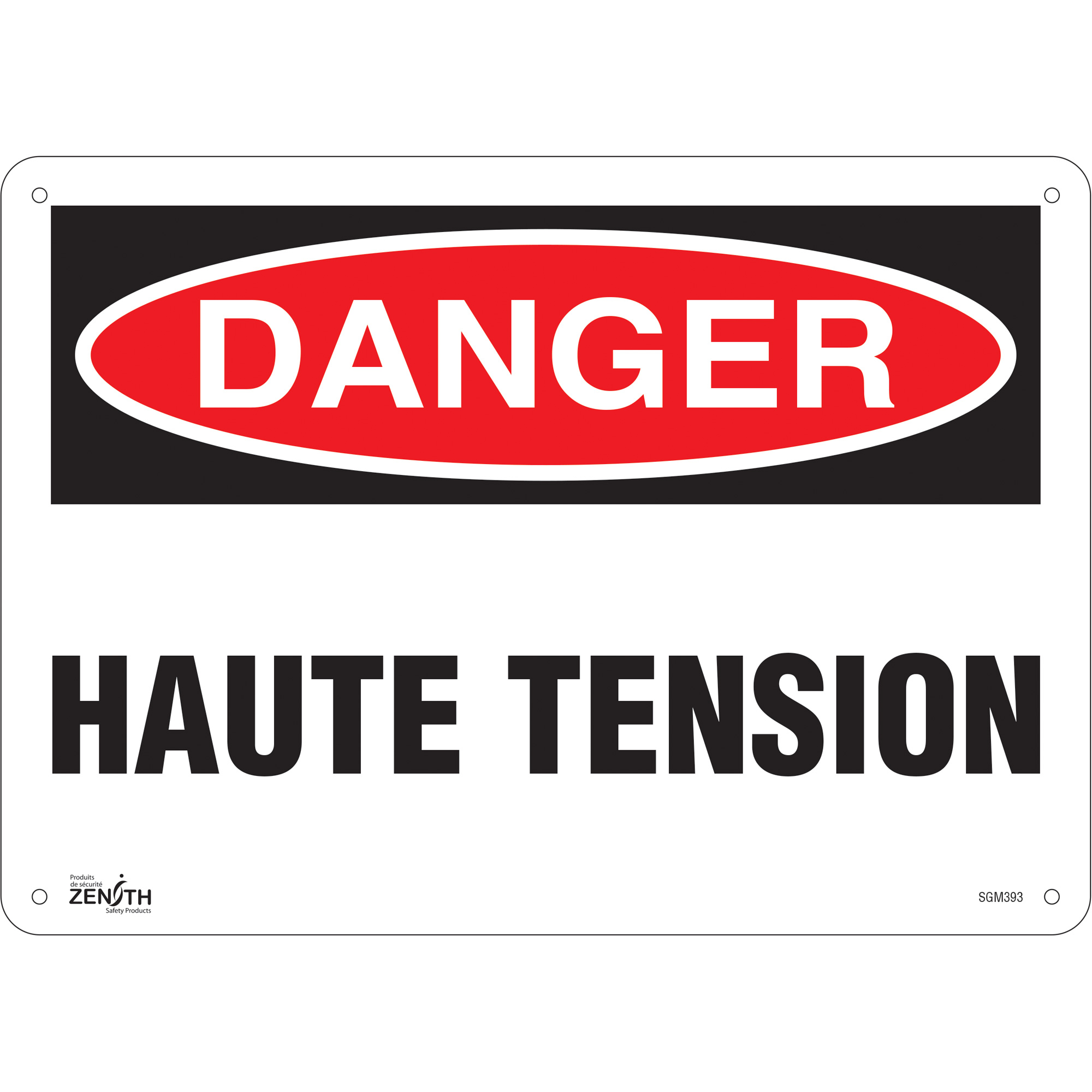 Enseigne «Haute Tension», 10" x 14", Plastique, Français