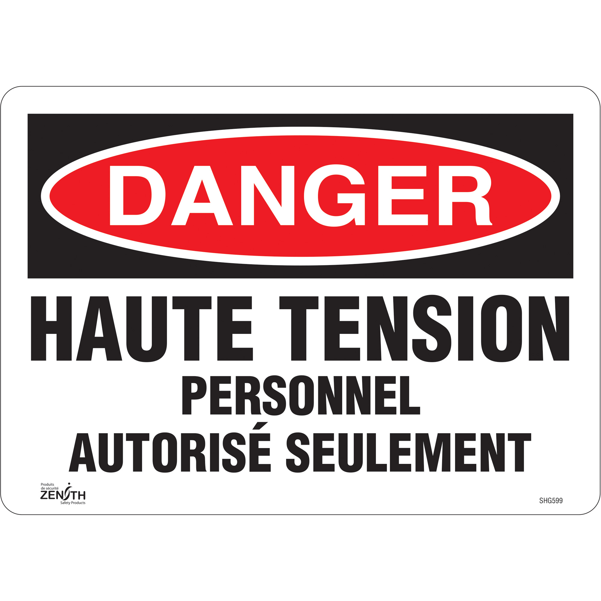 Enseigne « Haute tension », 10" x 14", Vinyle, Français