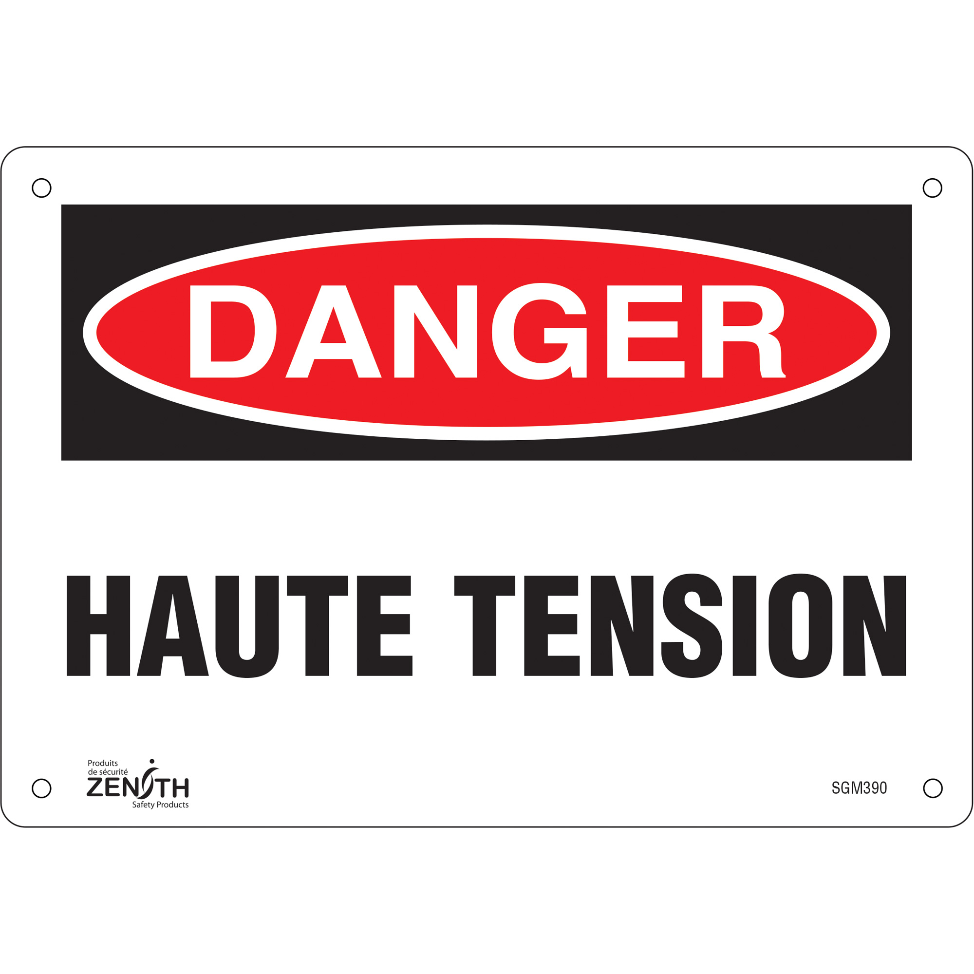 Enseigne «Haute Tension», 7" x 10", Plastique, Français