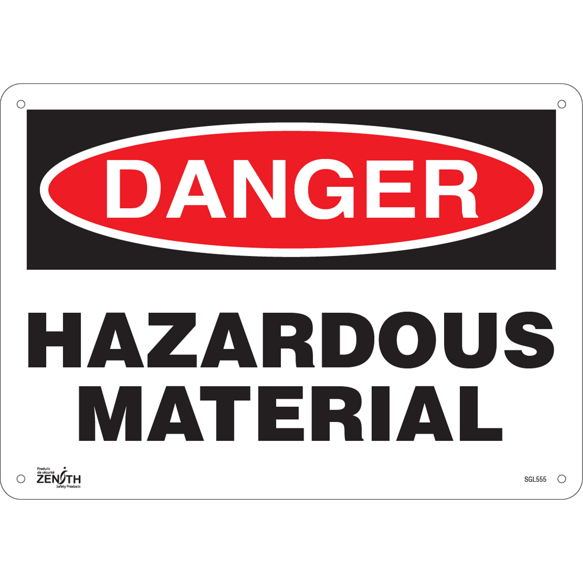 Enseigne «Hazardous Material», 10" x 14", Plastique, Anglais