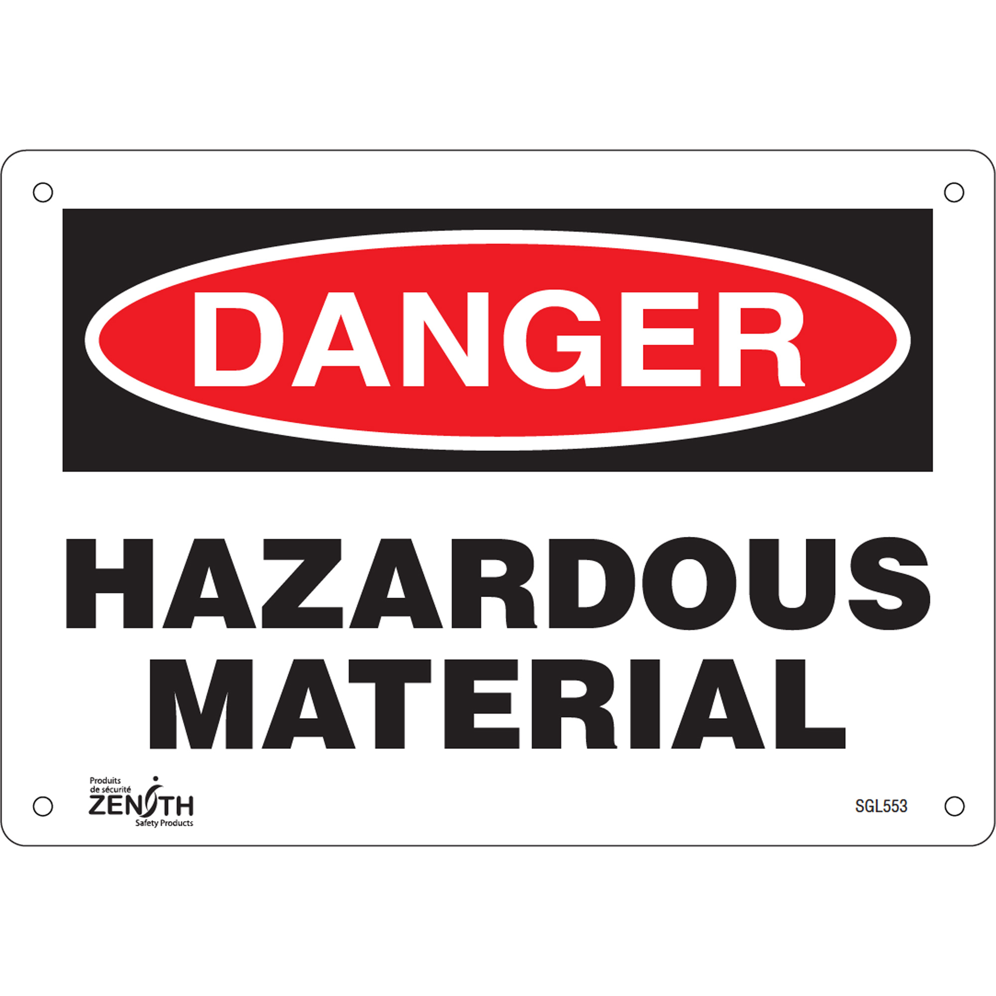 Enseigne «Hazardous Material», 7" x 10", Aluminium, Anglais