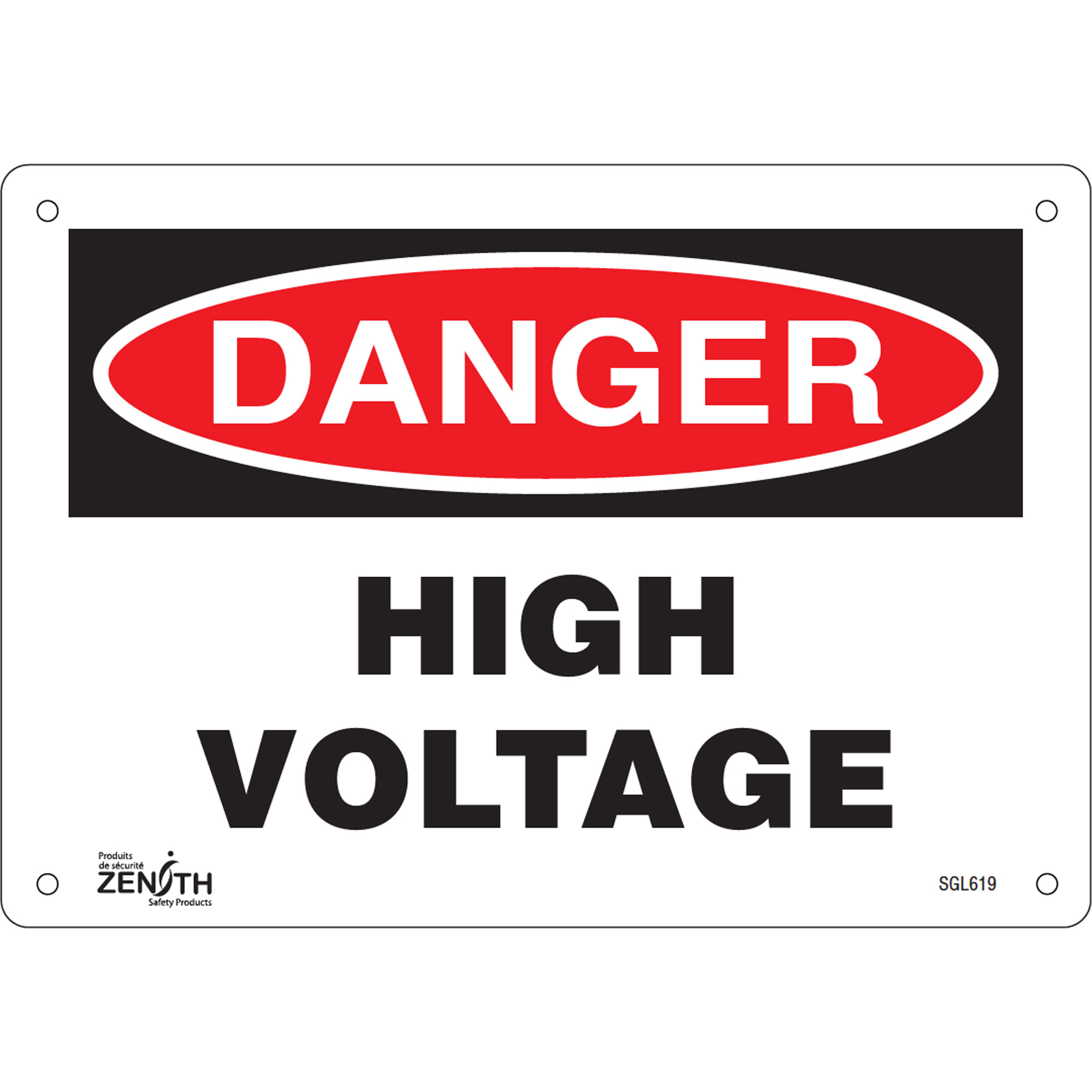 Enseigne «High Voltage», 7" x 10", Aluminium, Anglais