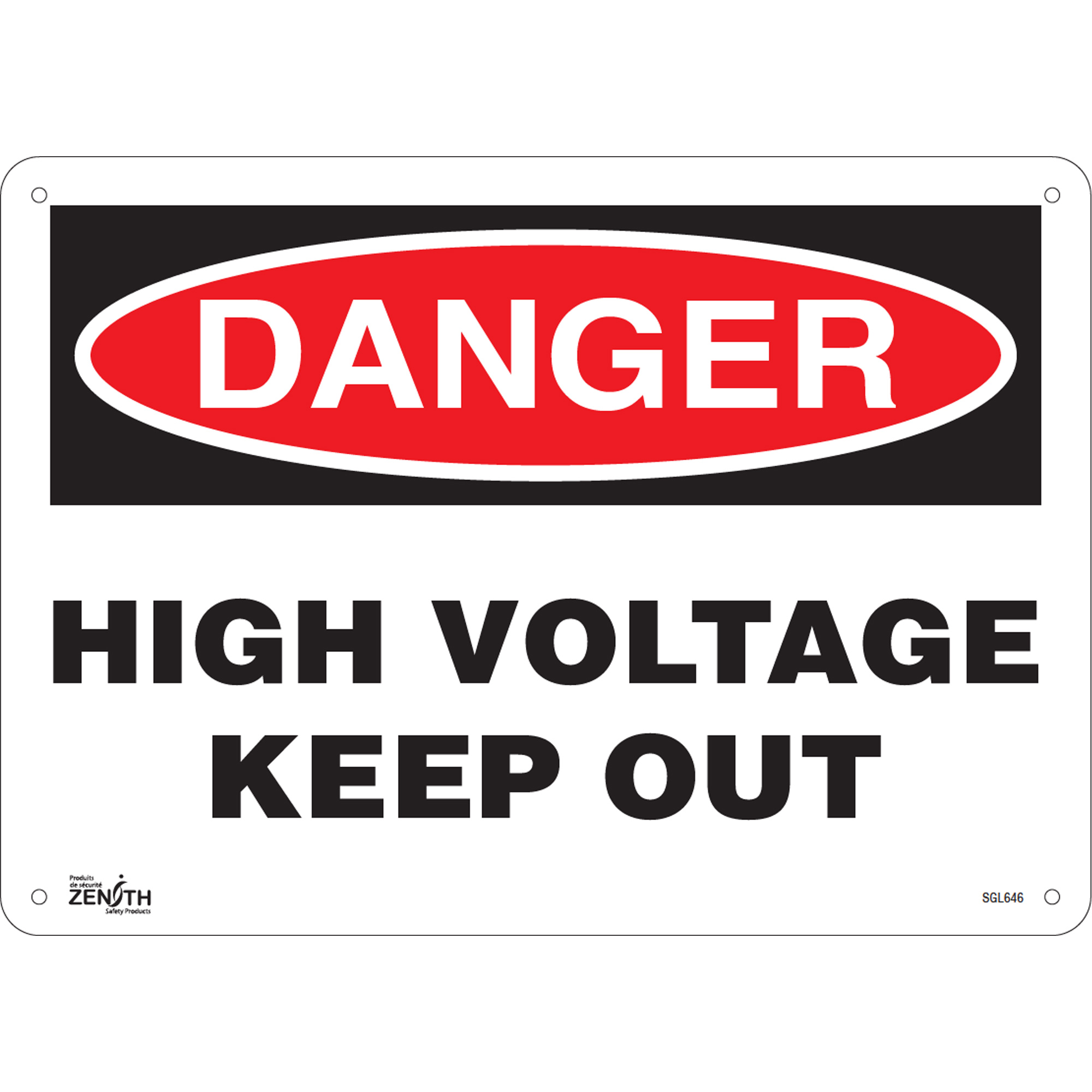 Enseigne «High Voltage Keep Out», 10" x 14", Aluminium, Anglais