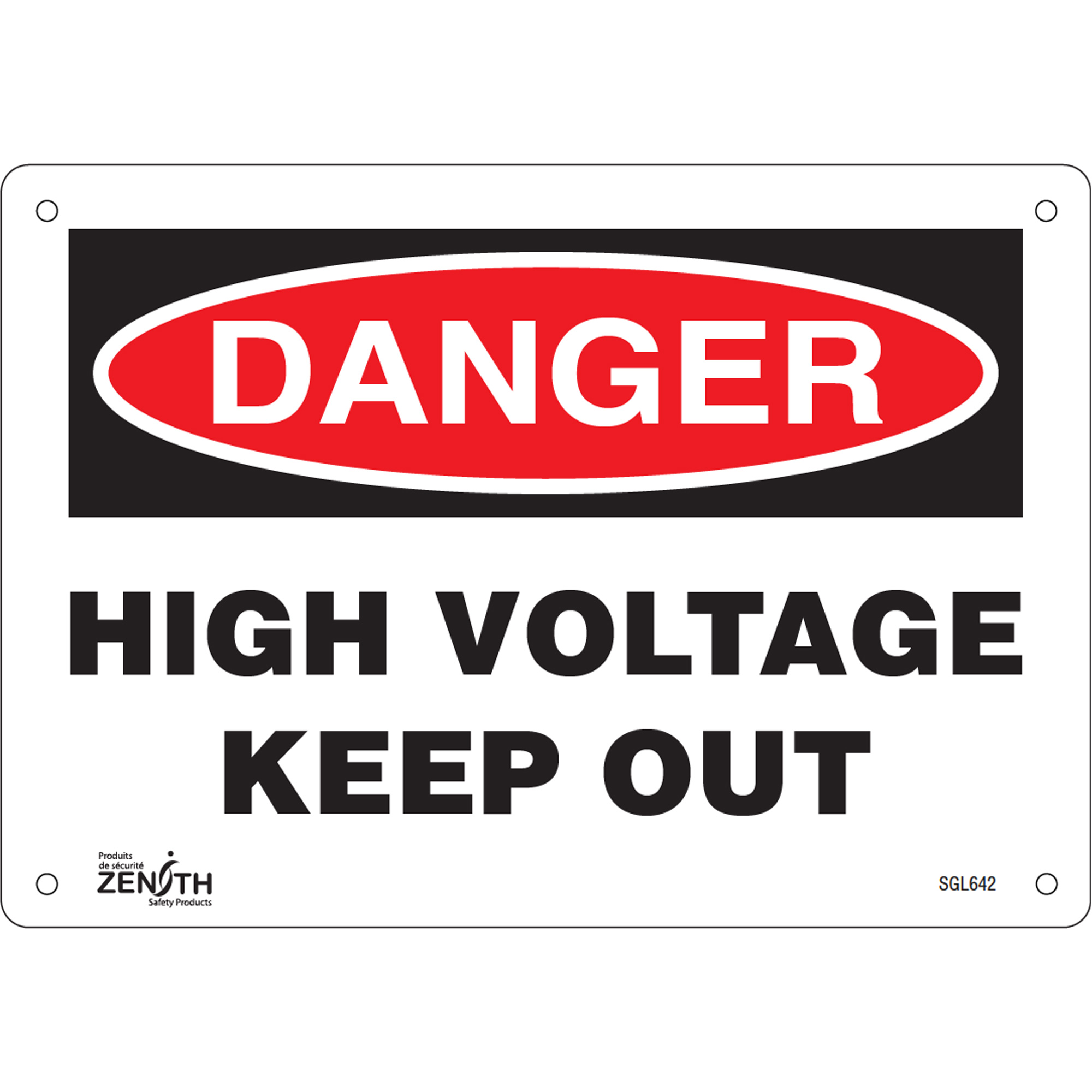 Enseigne «High Voltage Keep Out», 7" x 10", Plastique, Anglais
