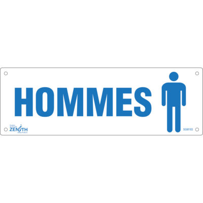 Enseigne «Hommes», 4" x 12", Plastique, Français avec pictogramme
