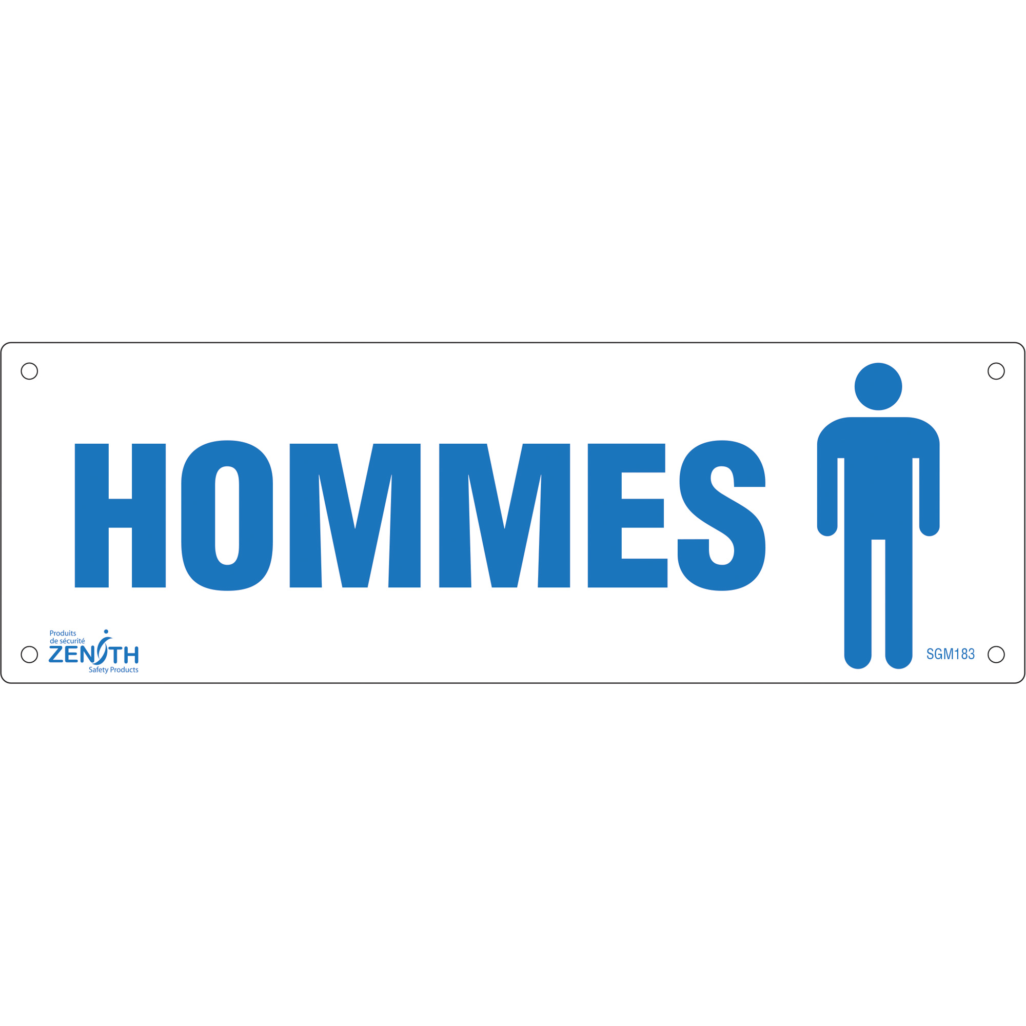 Enseigne «Hommes», 4" x 12", Plastique, Français avec pictogramme
