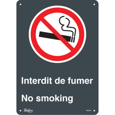 Enseigne «Interdit De Fumer/No Smoking», 14" x 10", Plastique, Bilingue avec pictogramme