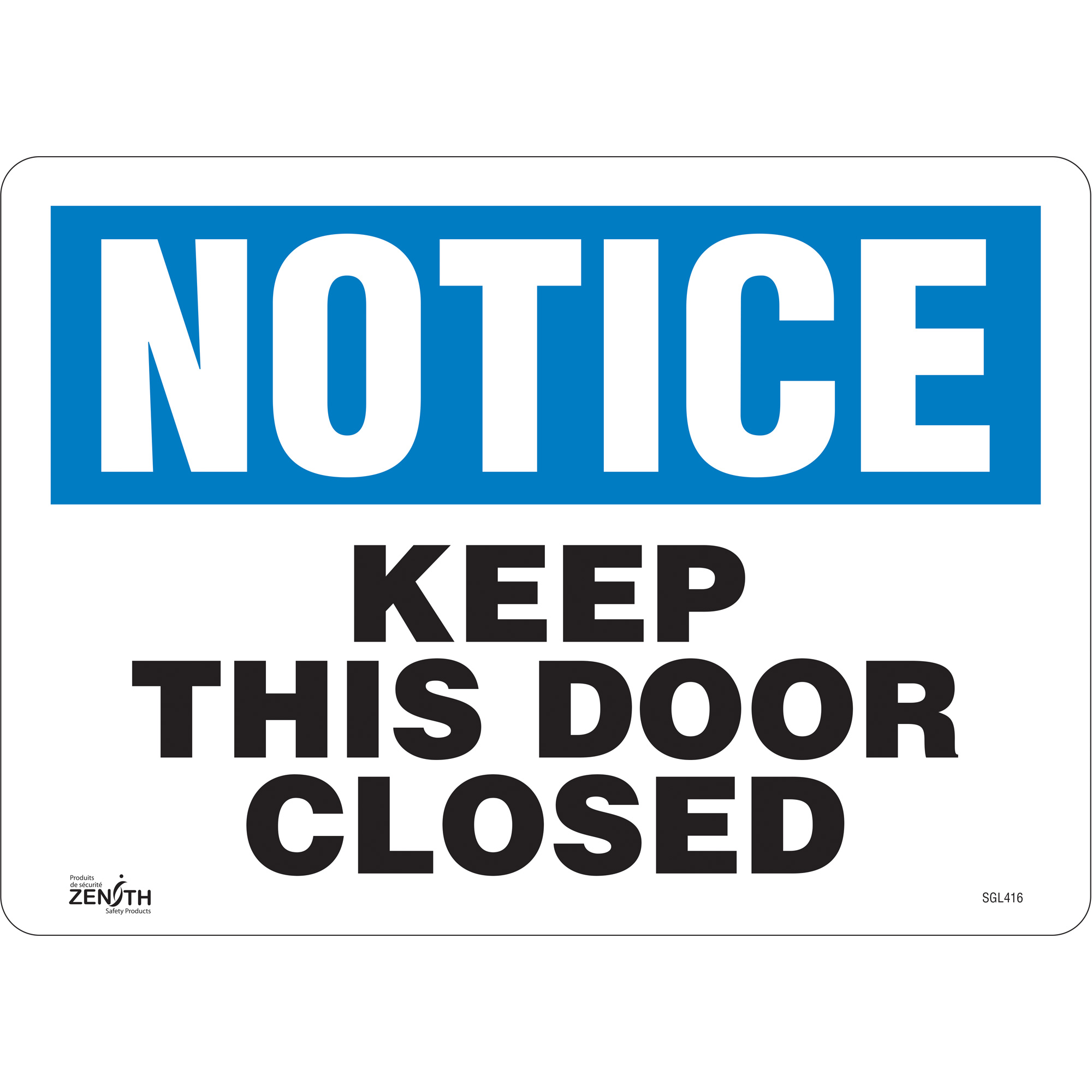 Enseigne «Keep This Door Closed», 10" x 14", Vinyle, Anglais