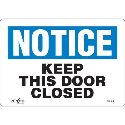 Enseigne «Keep This Door Closed», 7" x 10", Plastique, Anglais