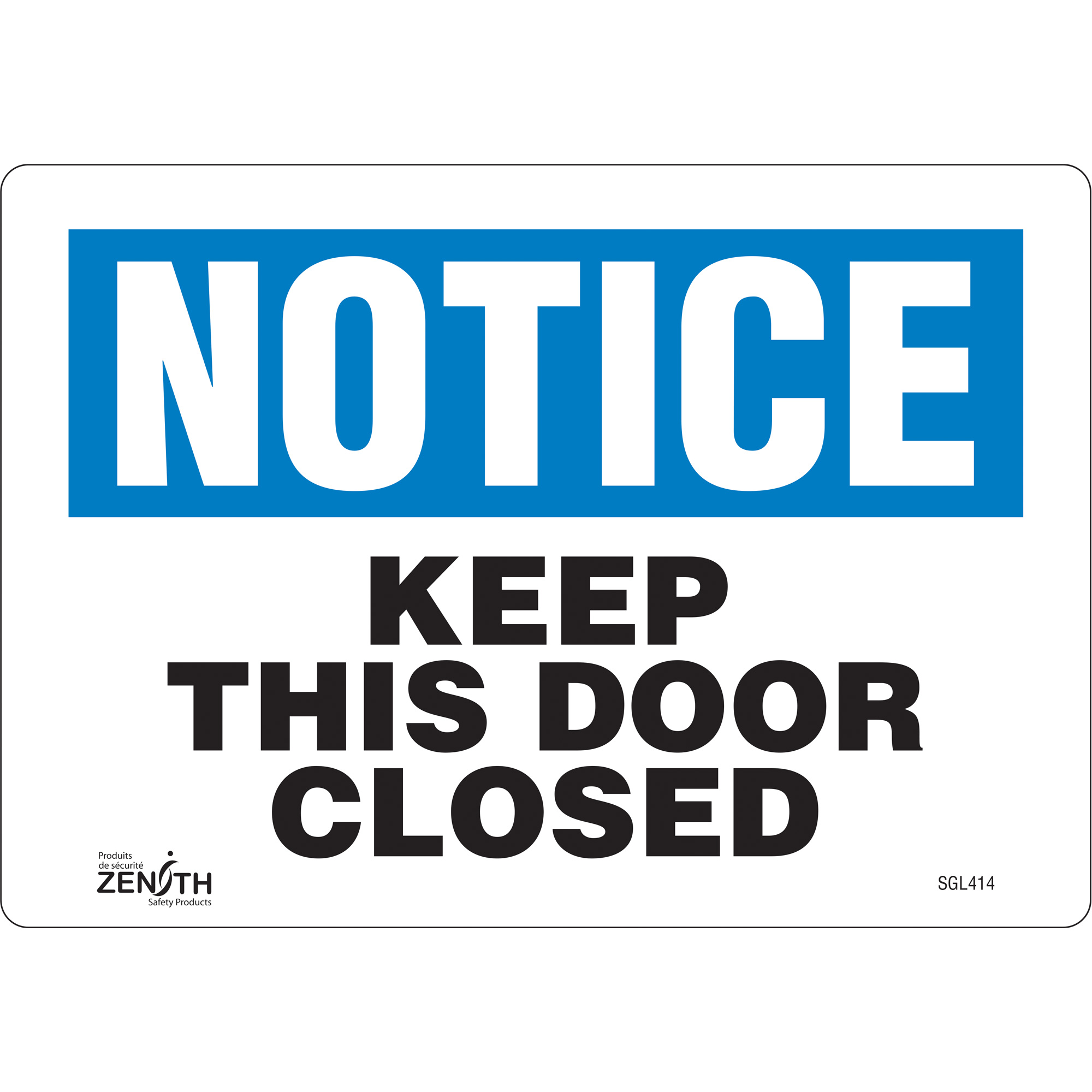 Enseigne «Keep This Door Closed», 7" x 10", Plastique, Anglais