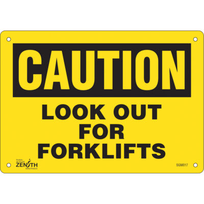 Enseigne «Look Out For Forklifts», 7" x 10", Plastique, Anglais