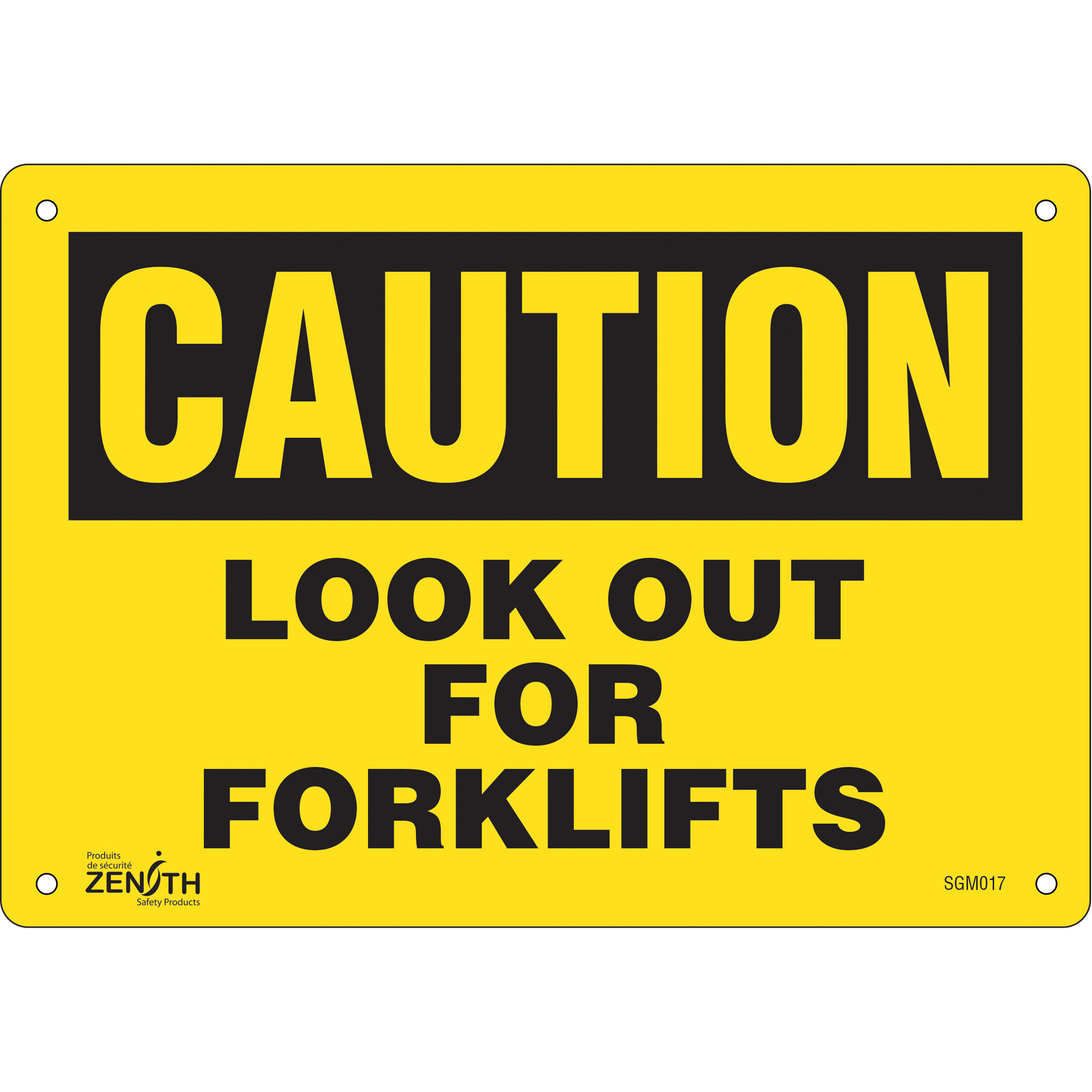Enseigne «Look Out For Forklifts», 7" x 10", Plastique, Anglais