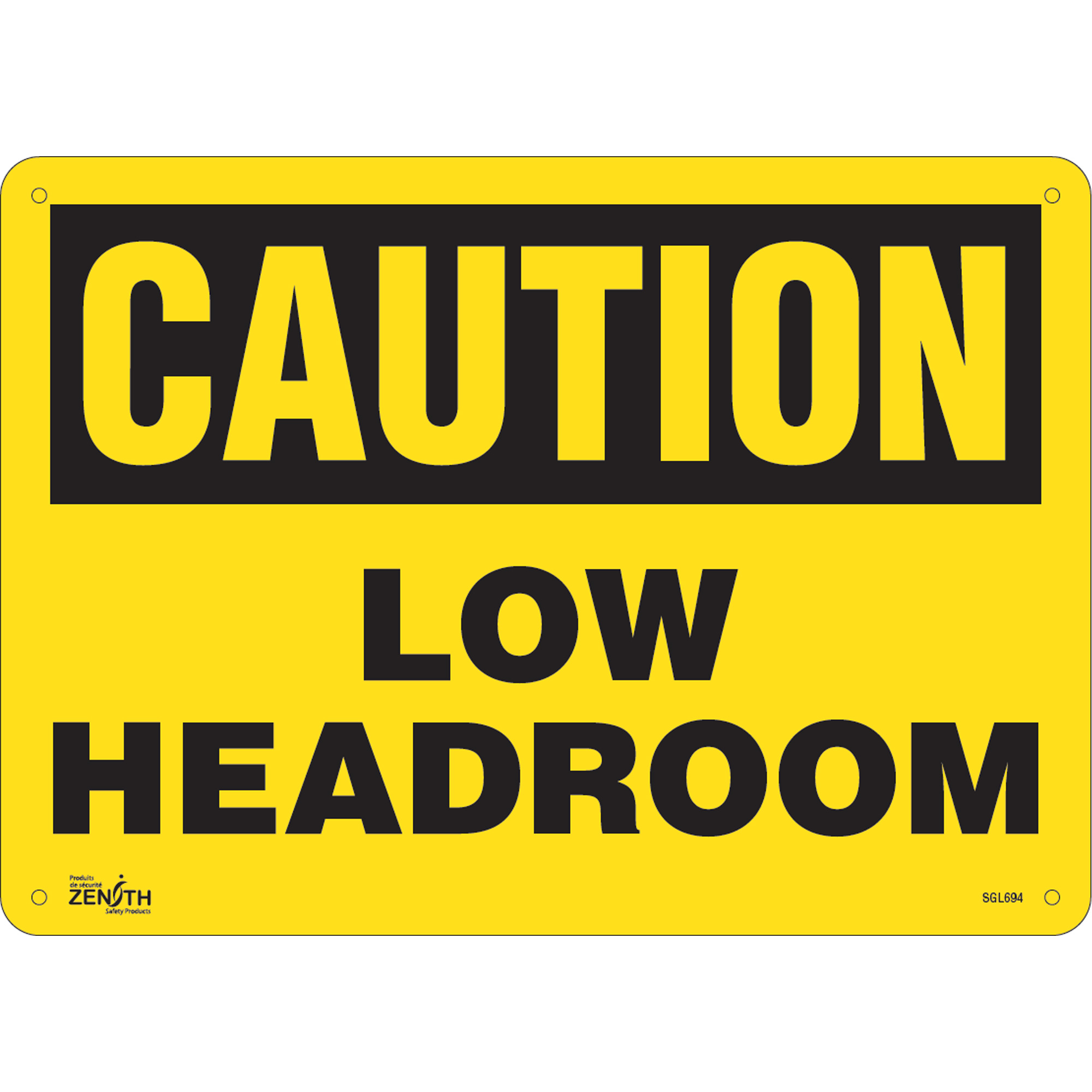 Enseigne «Low Headroom», 10" x 14", Aluminium, Anglais