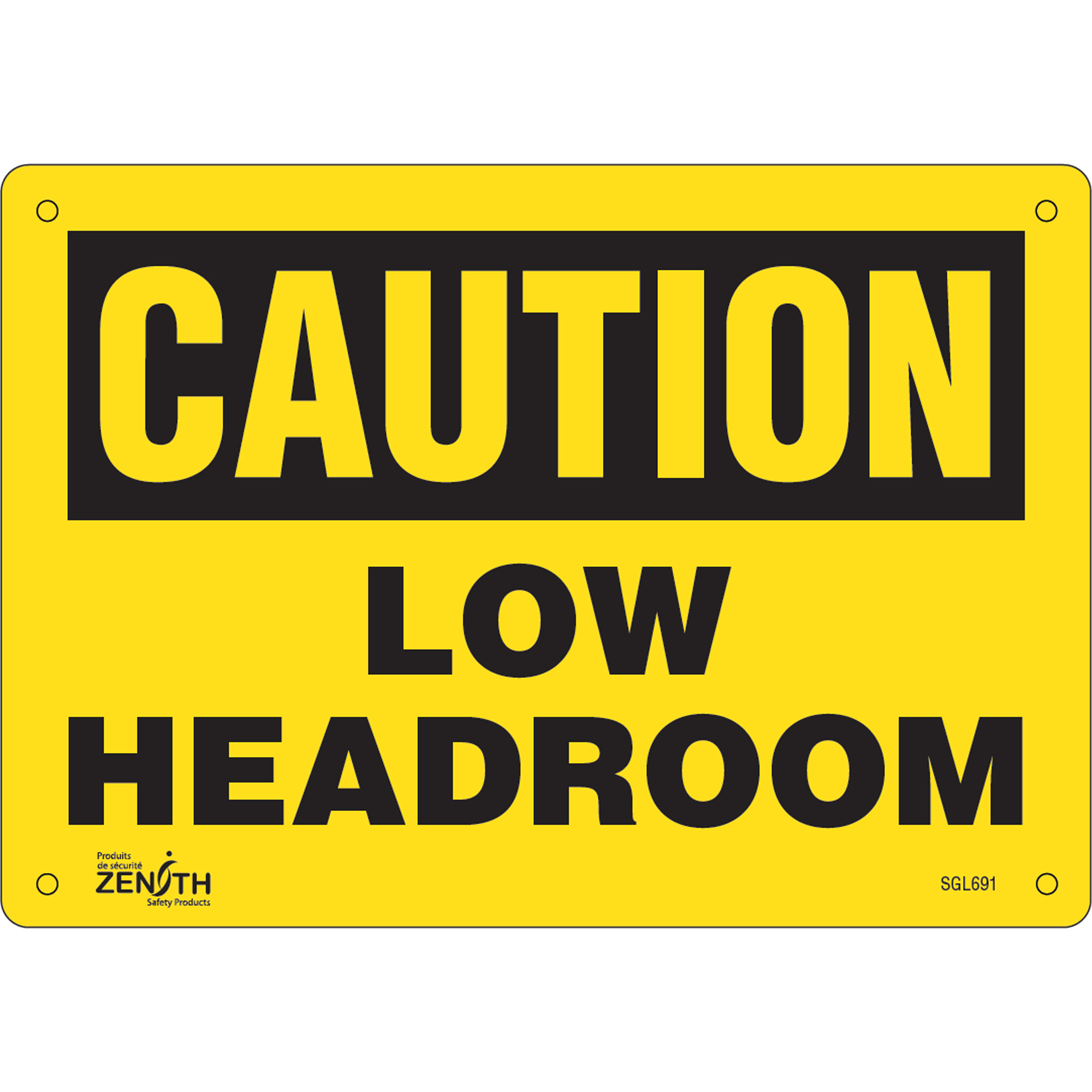 Enseigne «Low Headroom», 7" x 10", Aluminium, Anglais