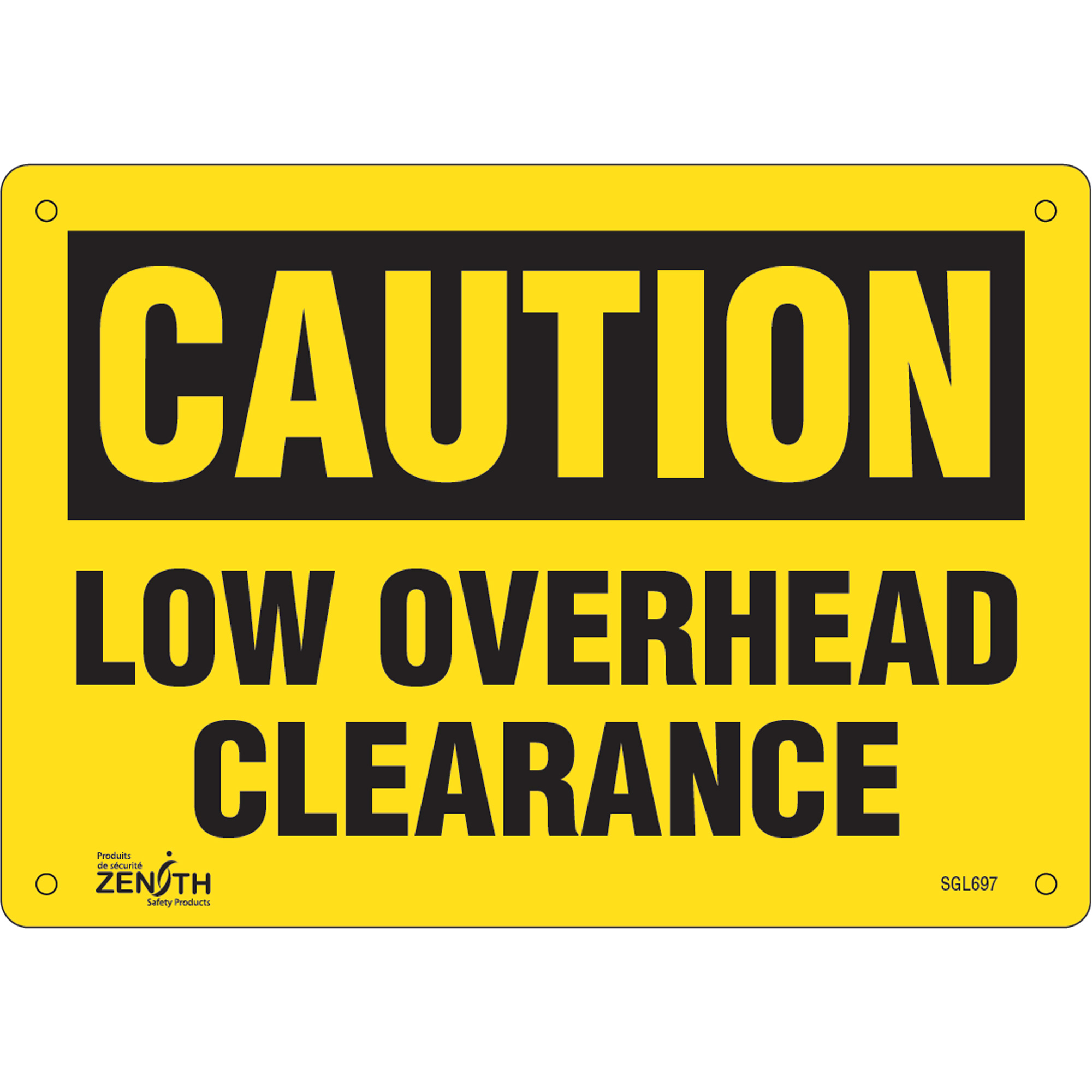 Enseigne «Low Overhead Clearance», 7" x 10", Aluminium, Anglais