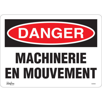 Enseigne «Machinerie en Mouvement», 10" x 14", Vinyle, Français
