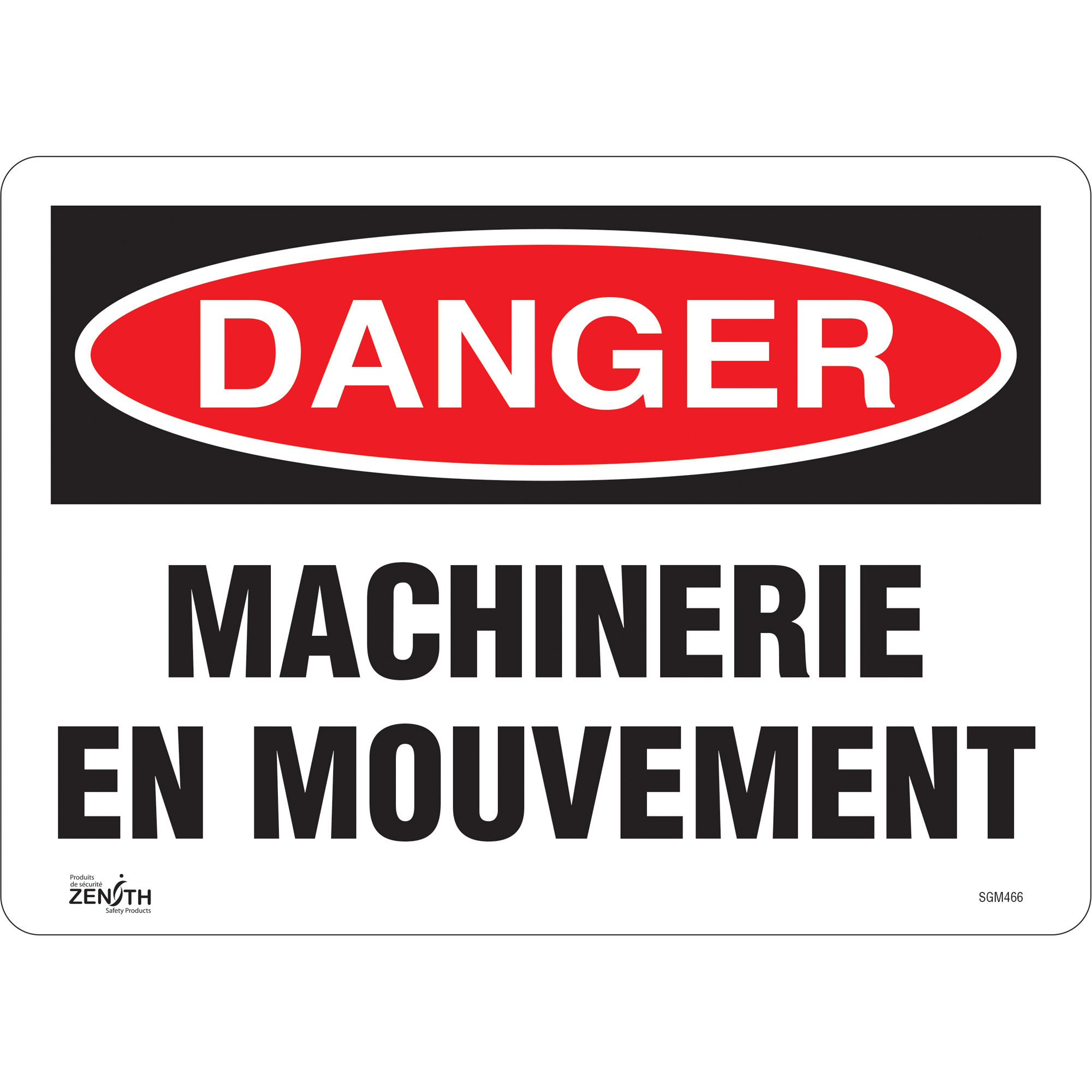 Enseigne «Machinerie en Mouvement», 10" x 14", Vinyle, Français