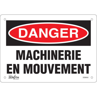 Enseigne «Machinerie en Mouvement», 7" x 10", Plastique, Français